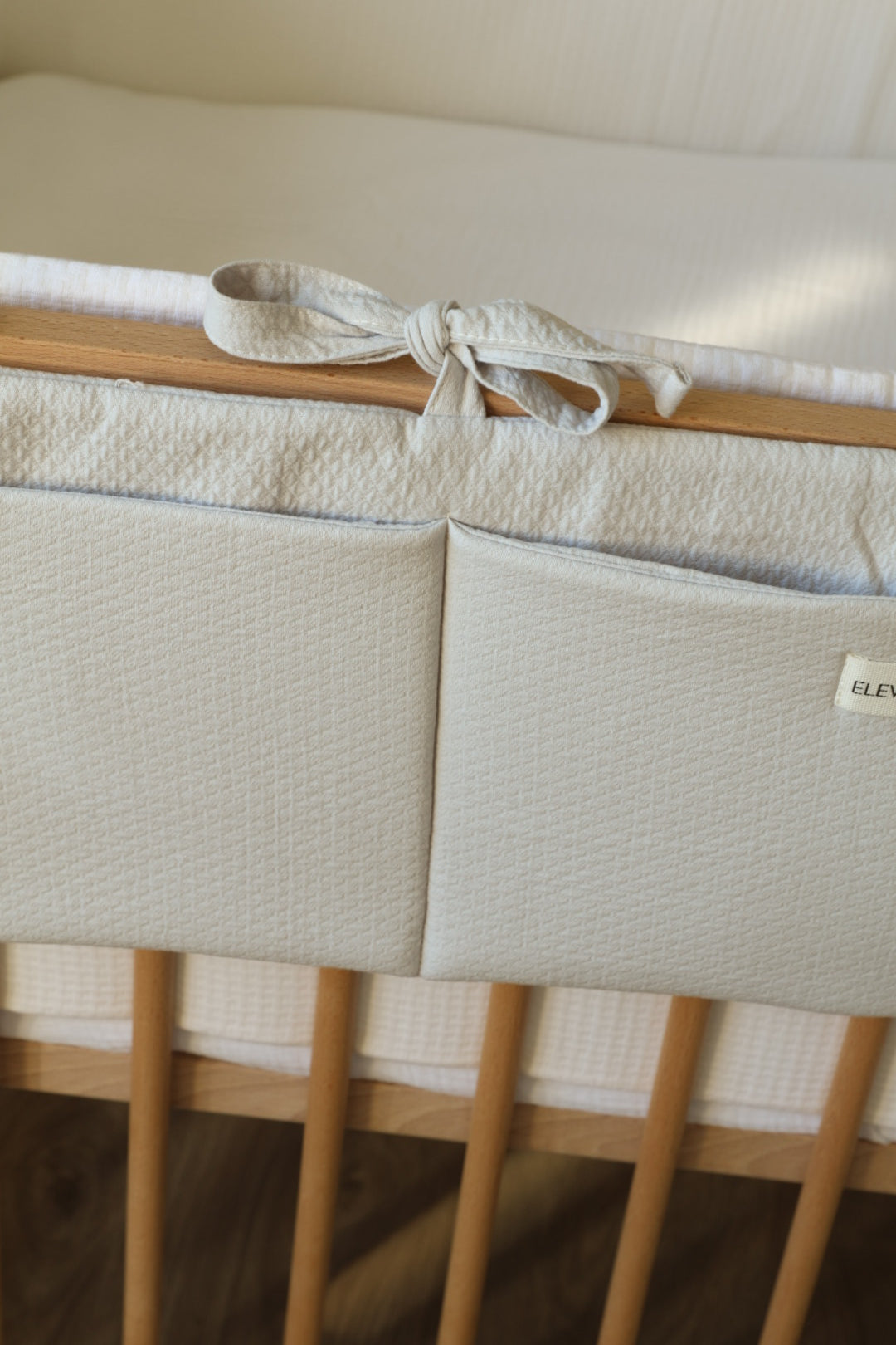 Beige Muslin Crib Organizer