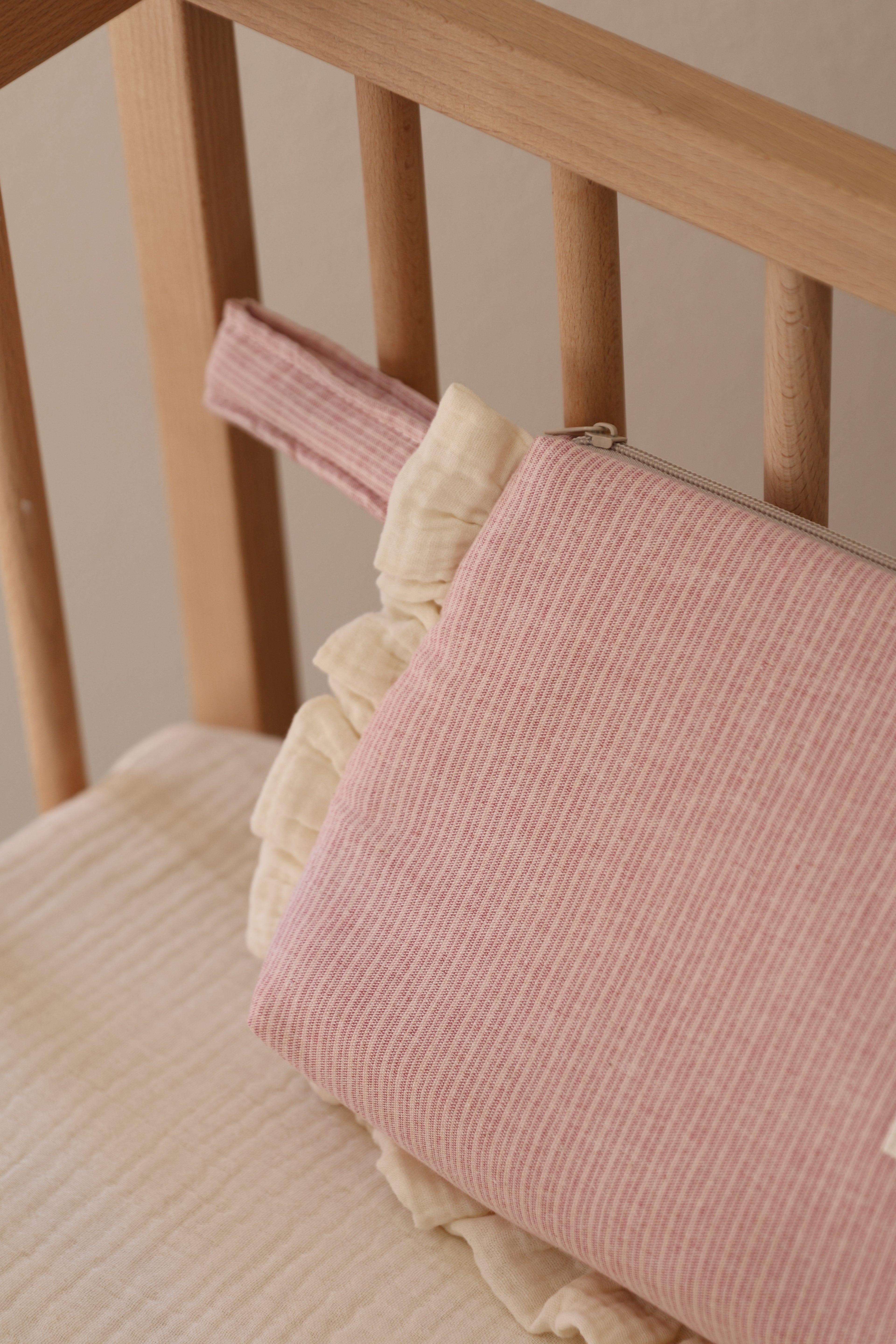 Neceser Volante Mini Stripe Rosa + Gasa Cruda