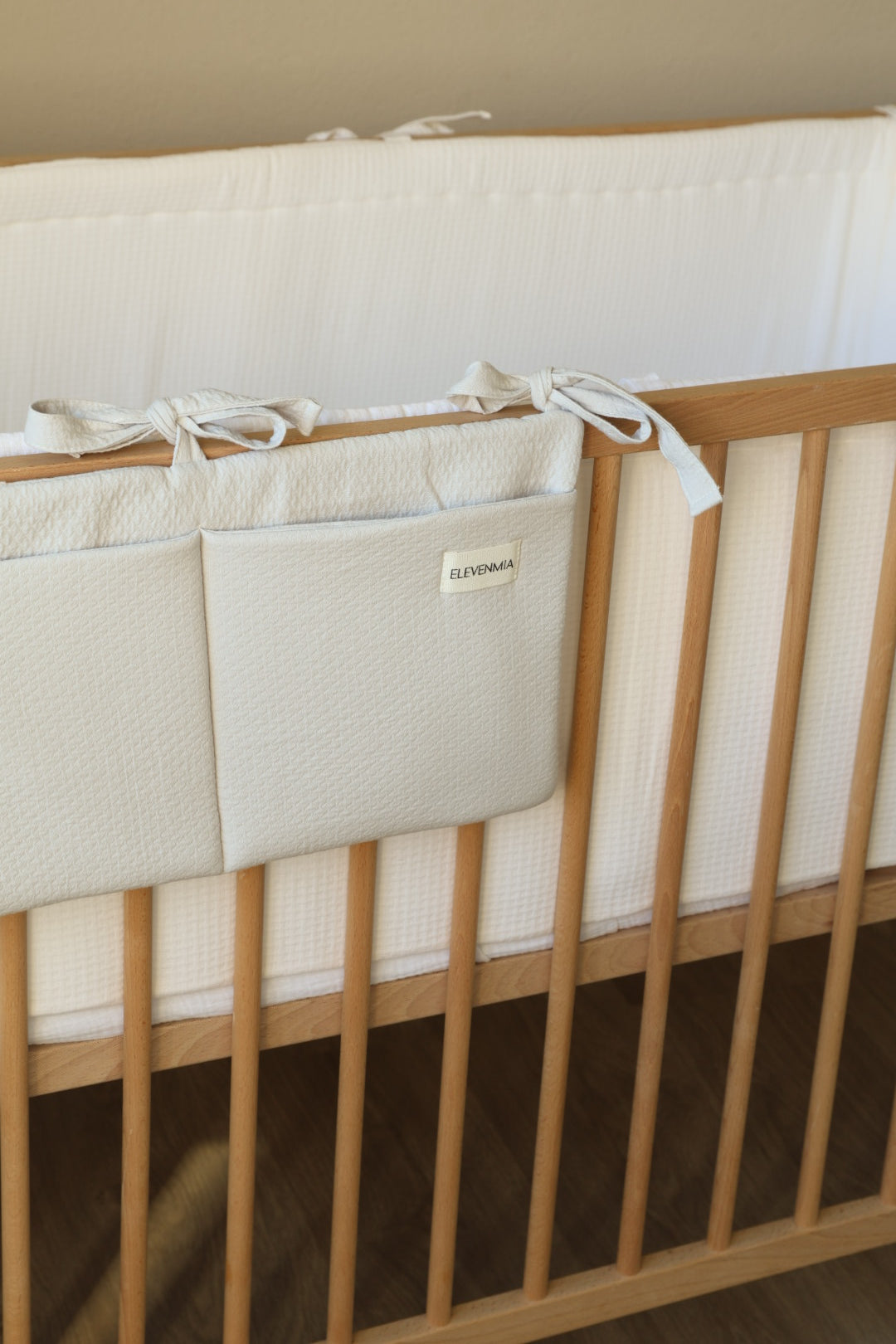 Beige Muslin Crib Organizer
