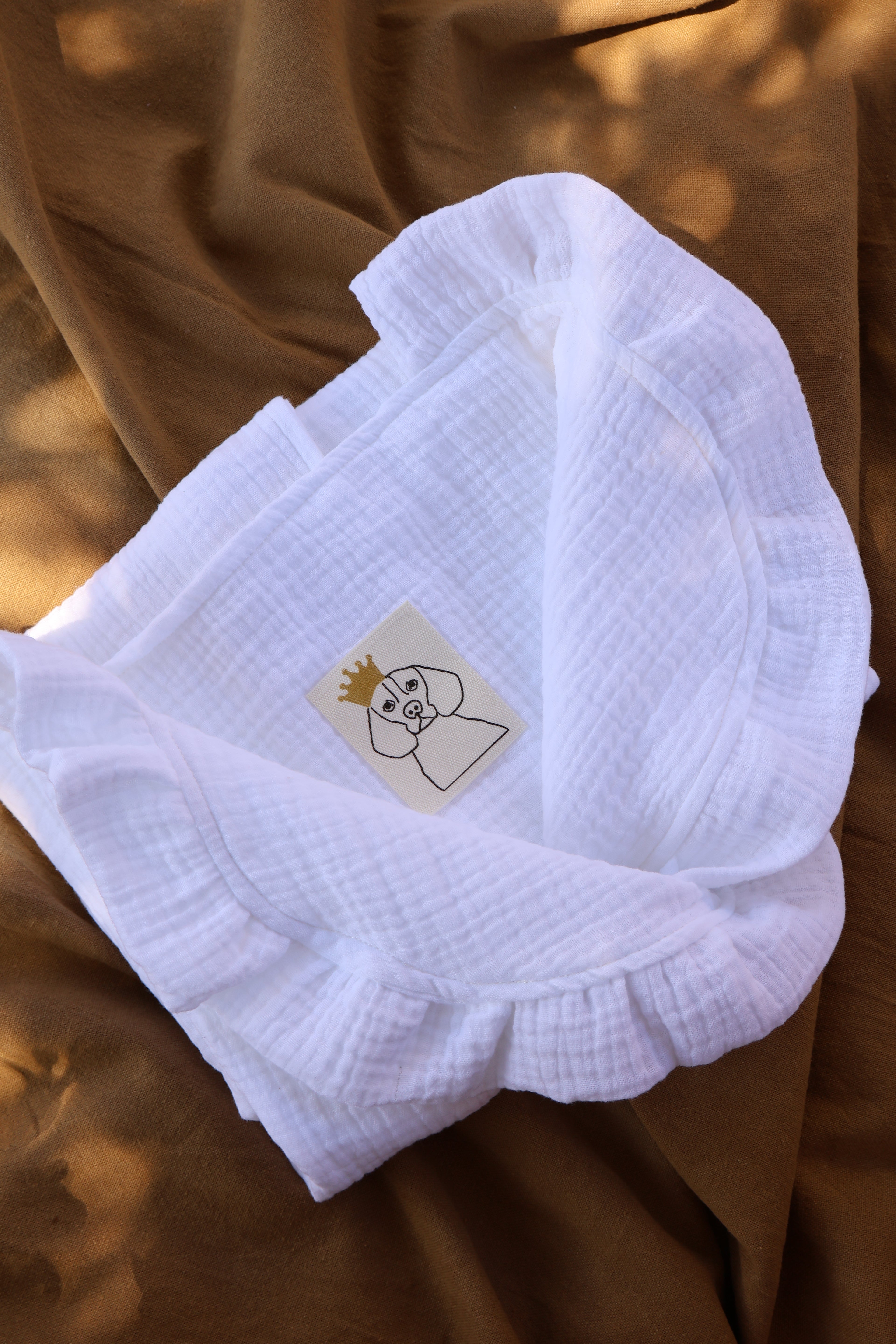 Lange en gaze blanche + volant en gaze blanche