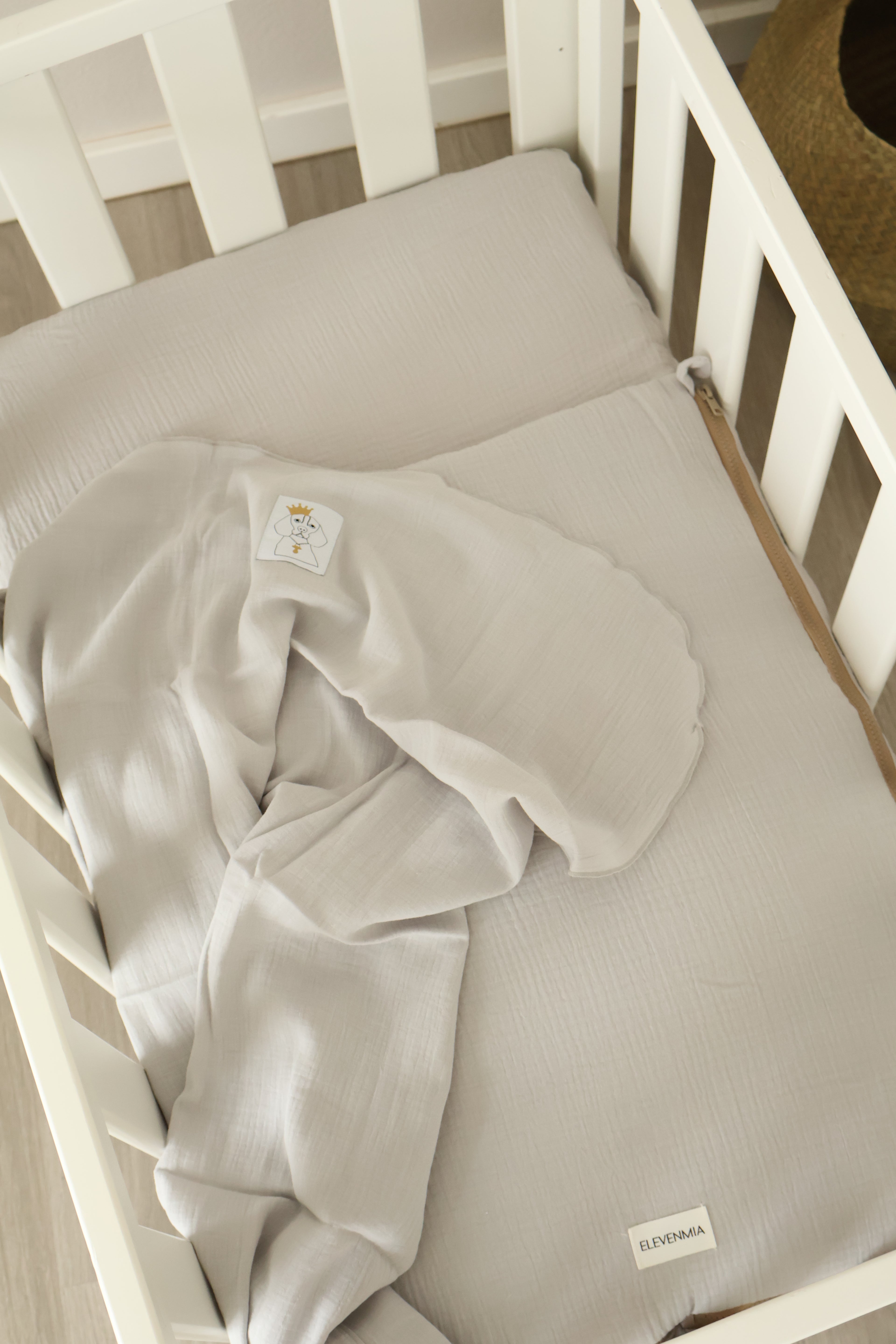 Mini sac de fond de berceau 80x50 en gaze grise