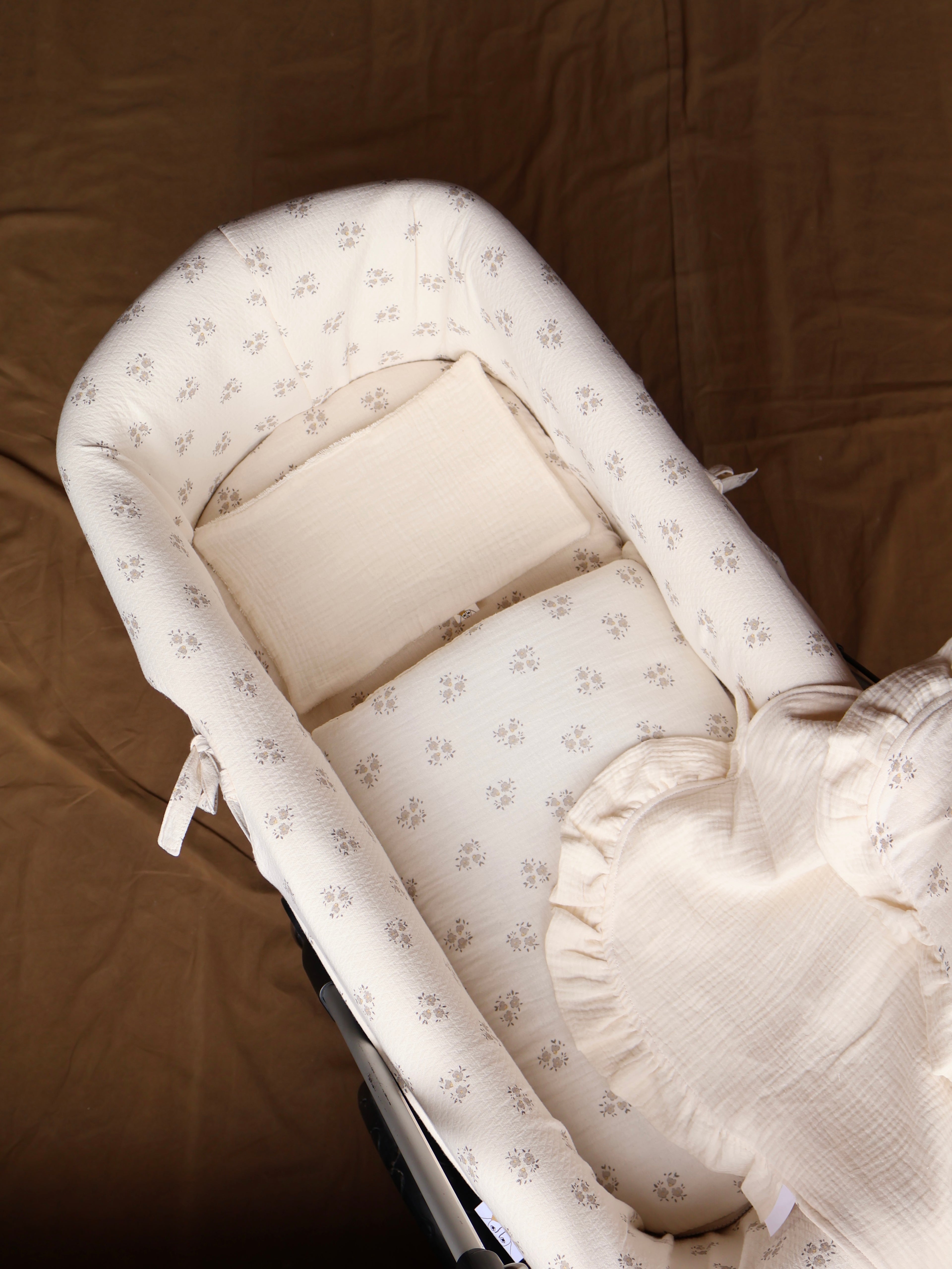 Housse de poussette double imprimée et réversible en gaze brute