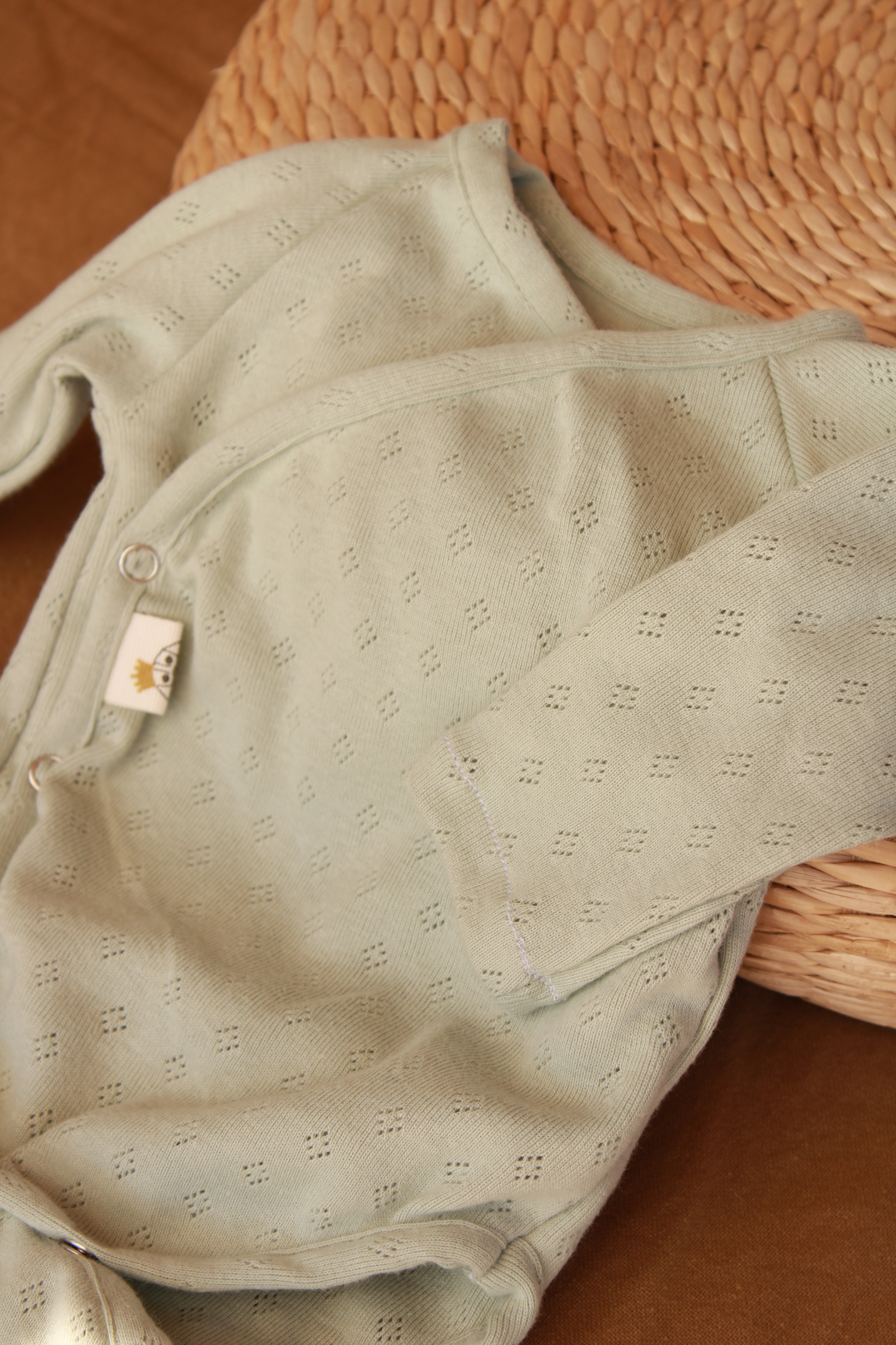 Ensemble tricot ajouré vert aqua Body + Leggings + Bonnet à nœud