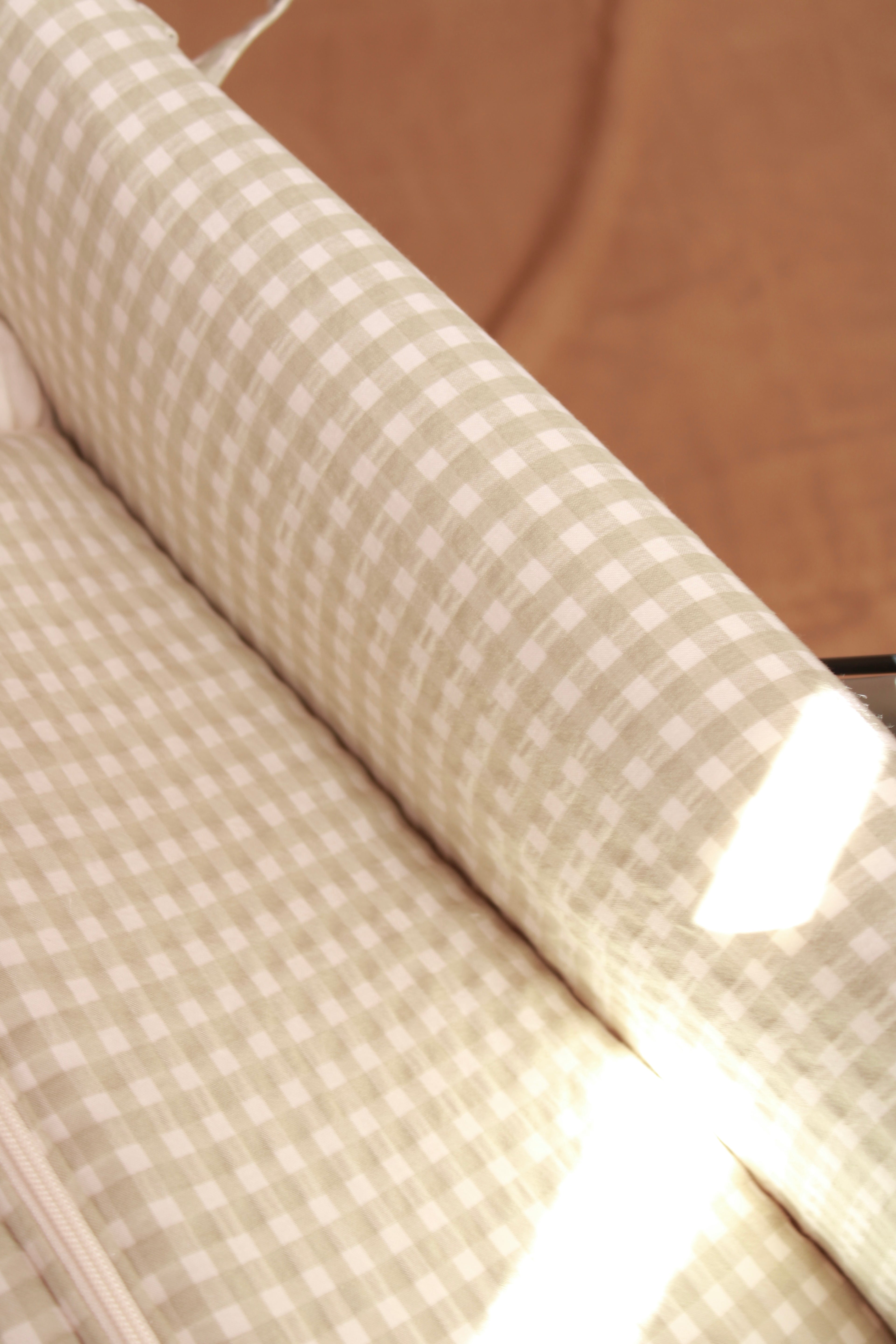 Vestidura Cochecito Vichy Matcha + Gasa Cruda Reversible