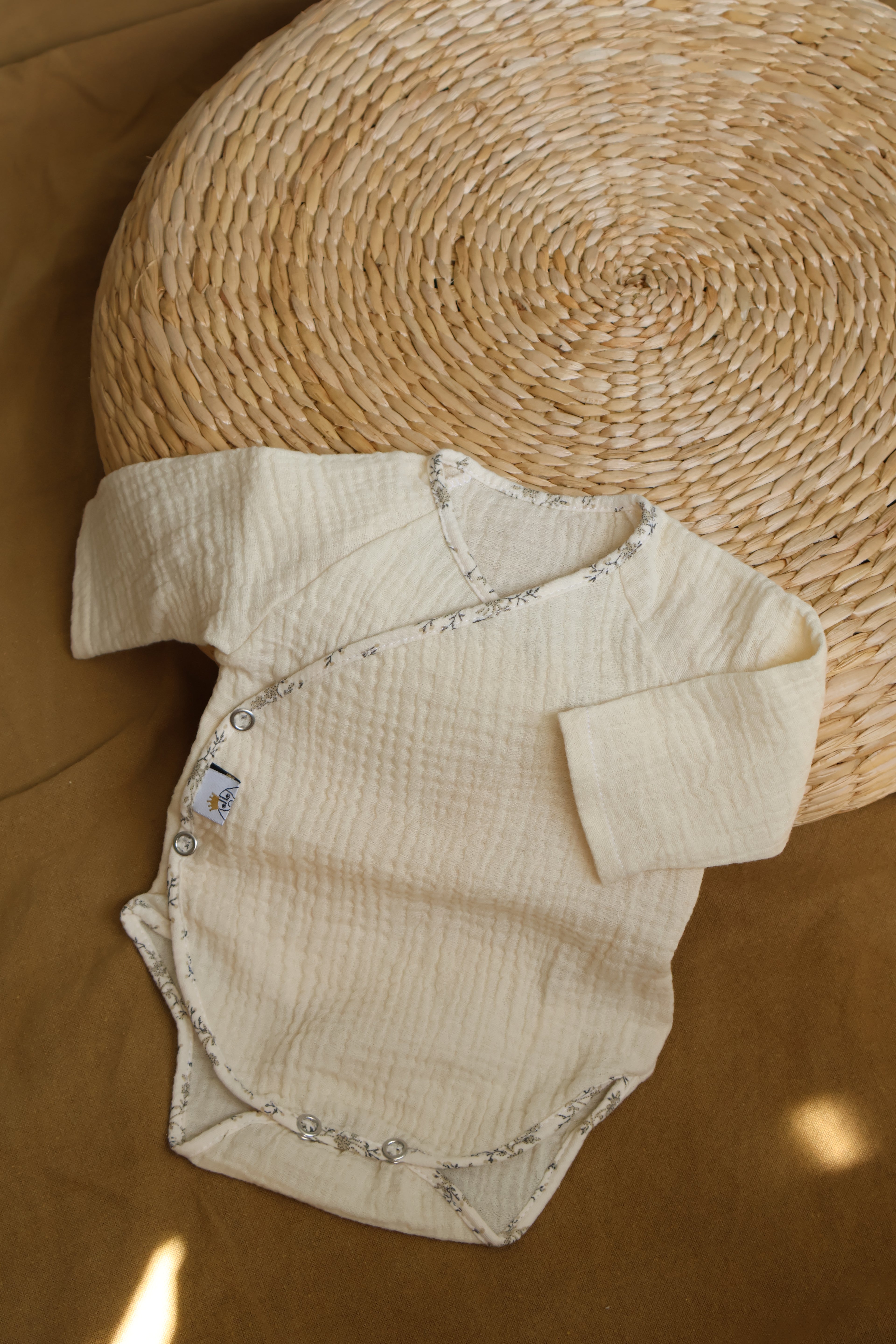 Body à manches longues en mousseline brute