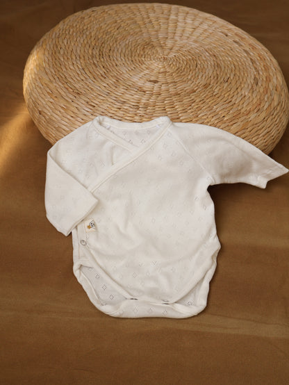 Conjunto Punto Calado Blanco Roto Body + Polainas + Gorro Nudo