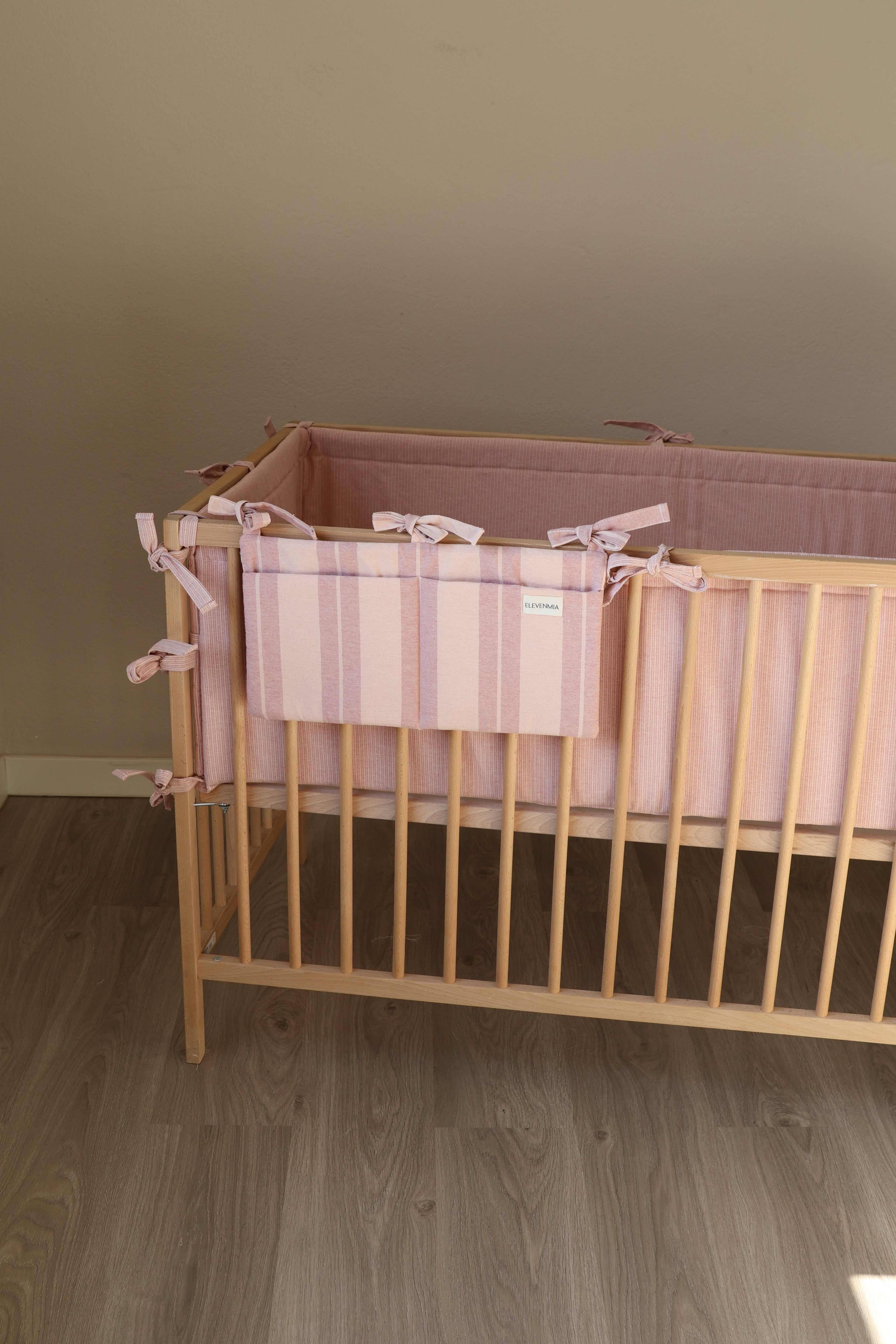 Protector Cuna Mini Stripe Rosa 60x120