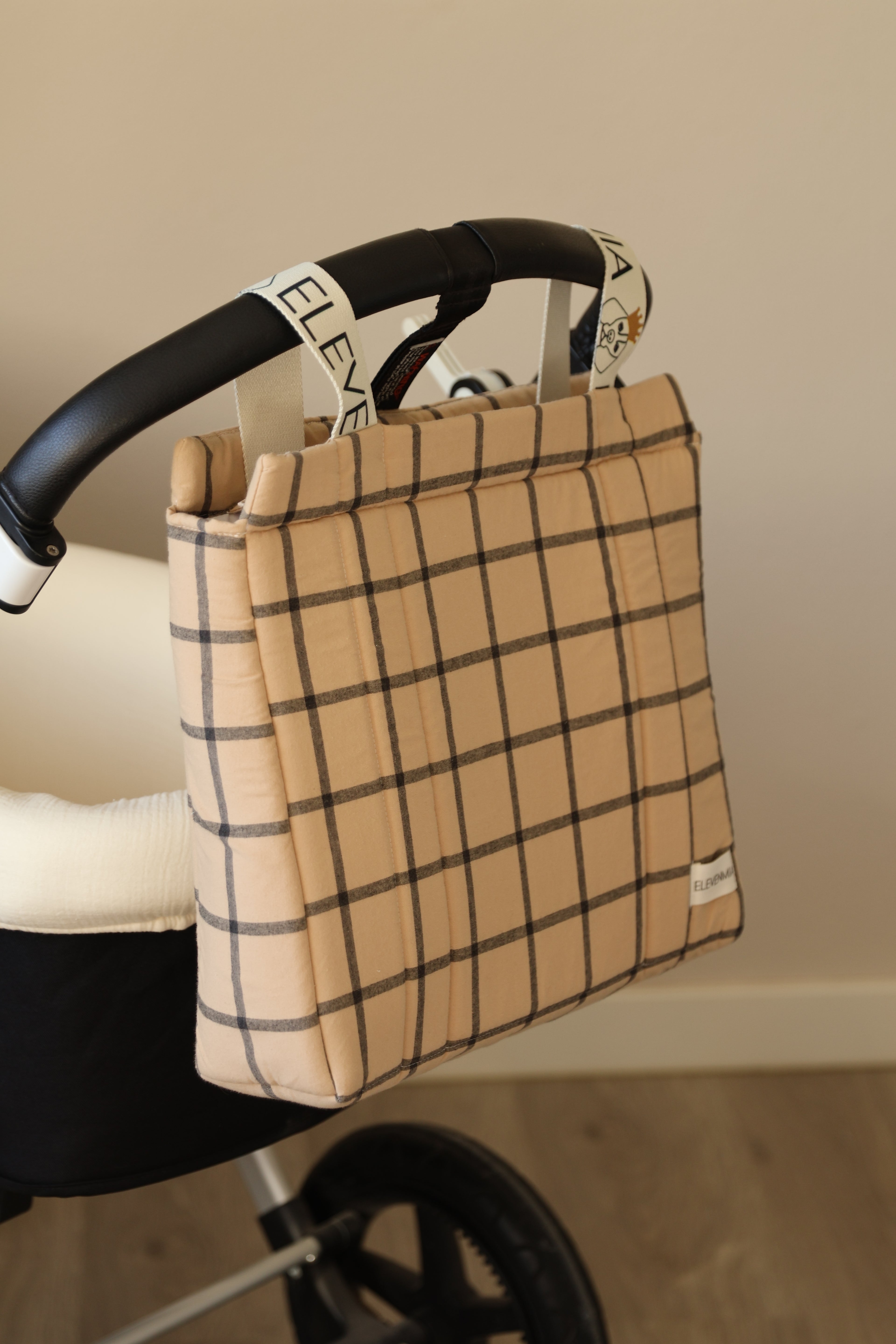 Grand sac à carreaux ocre