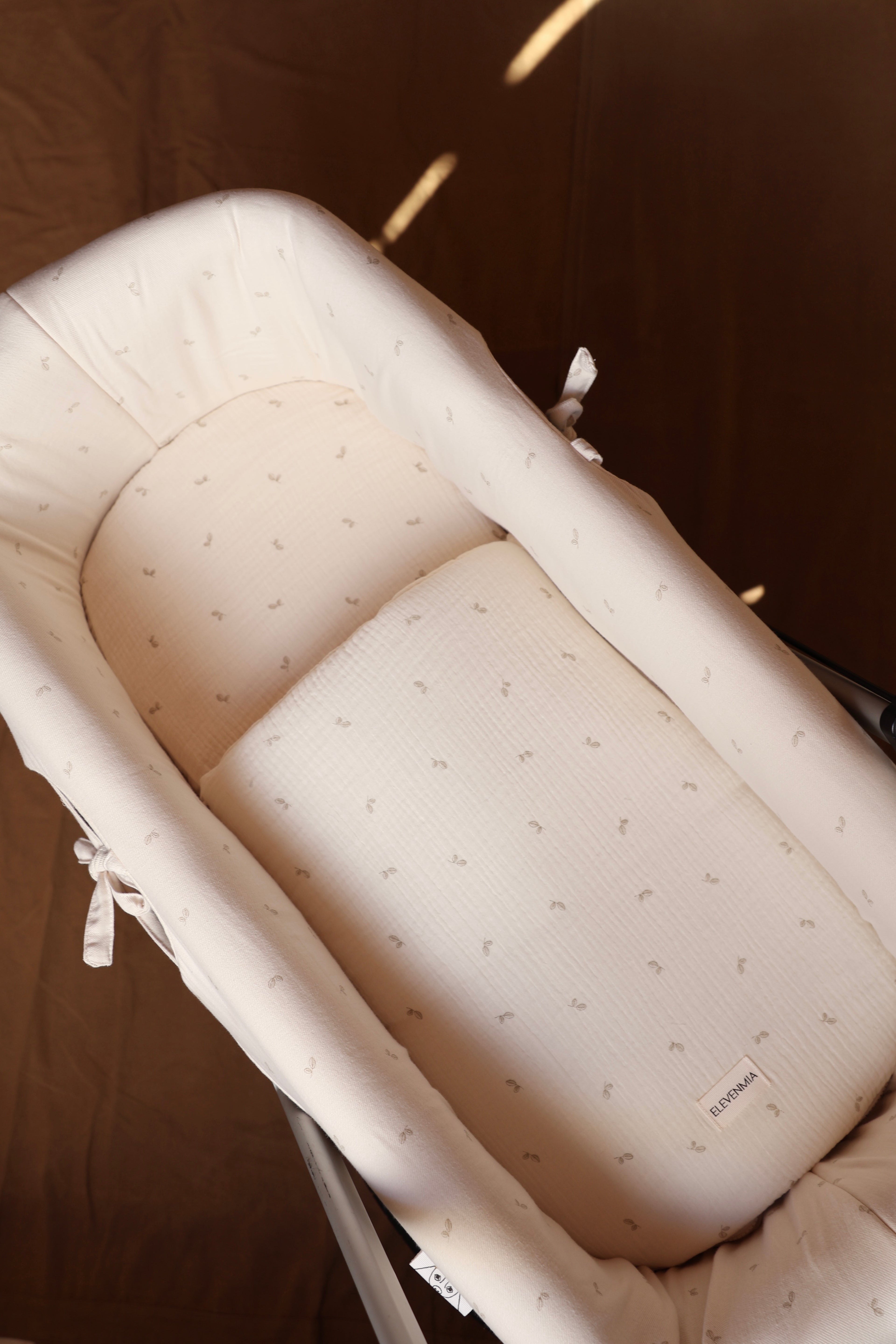 Vestidura Cochecito Cello Oliva + Gasa Cruda Reversible