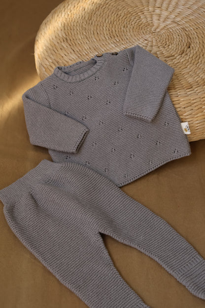 Conjunto Punto Tricot Gris