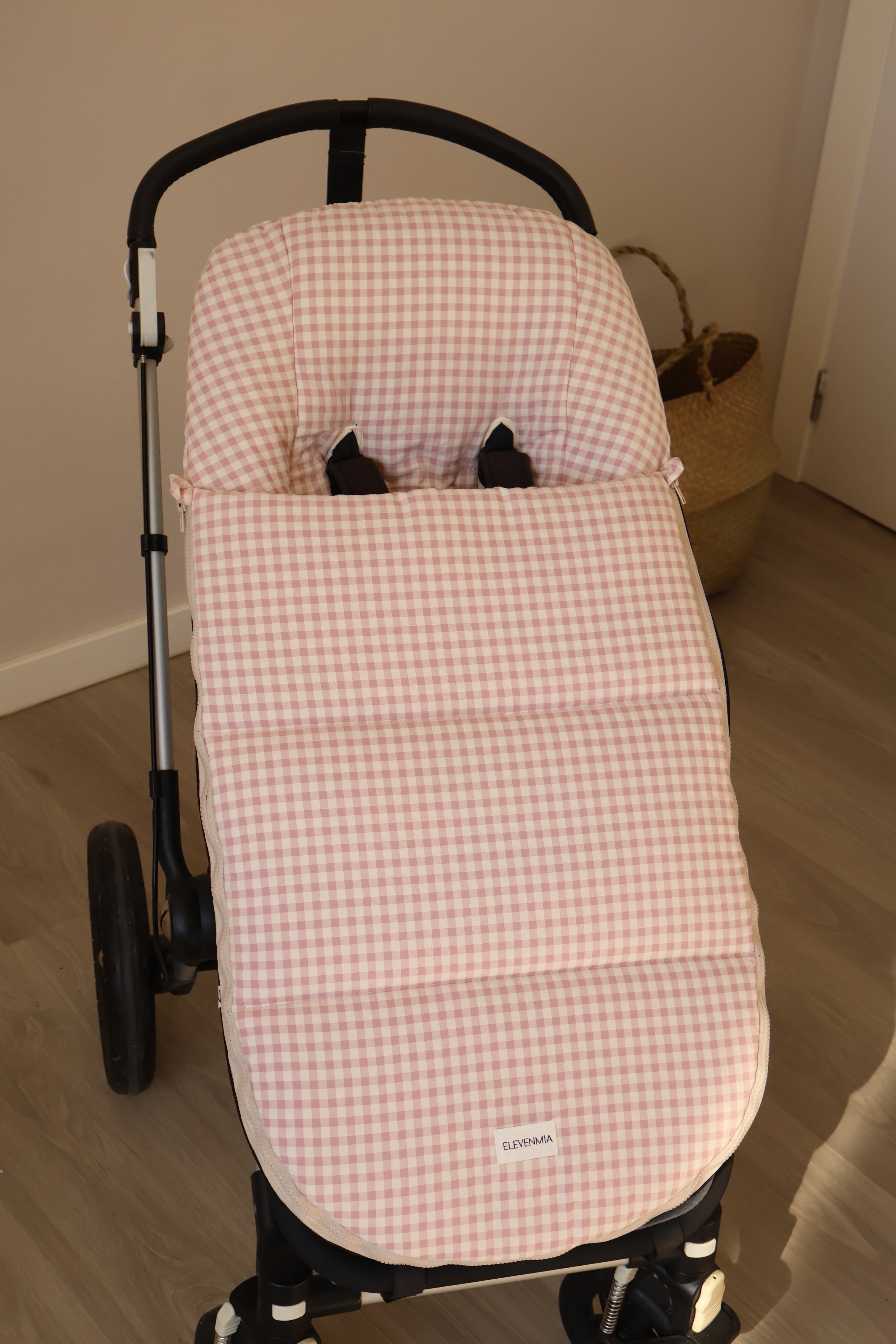 Sac de siège de poussette rose Vichy