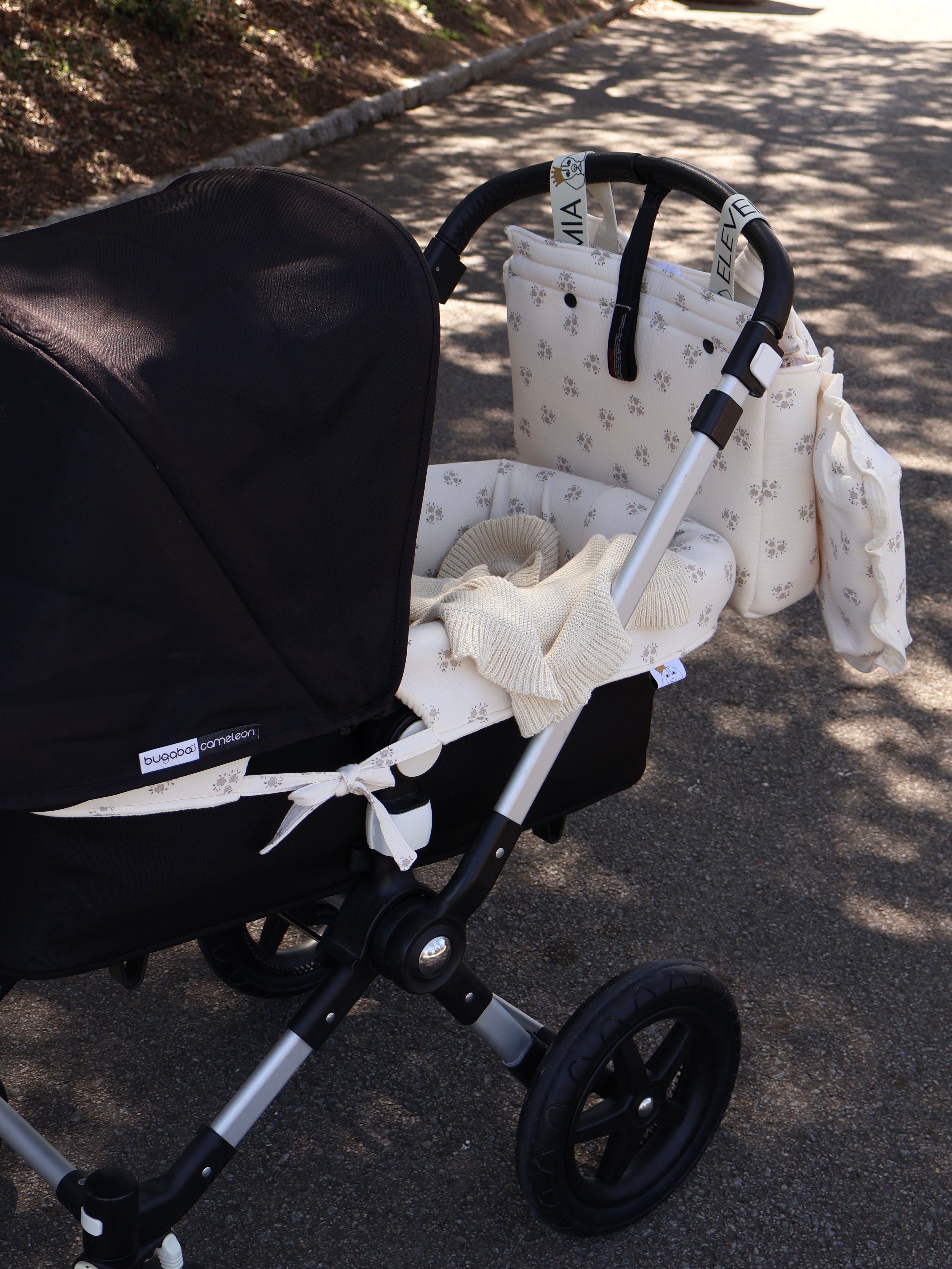 Housse de poussette double imprimée et réversible en gaze brute