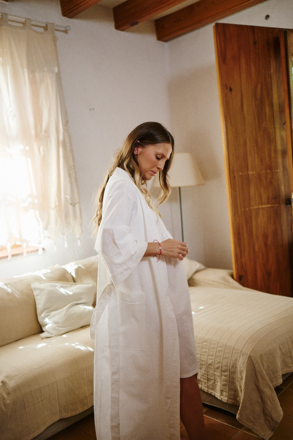 Camisón Maternity Tirante Recto Voilé Bordado