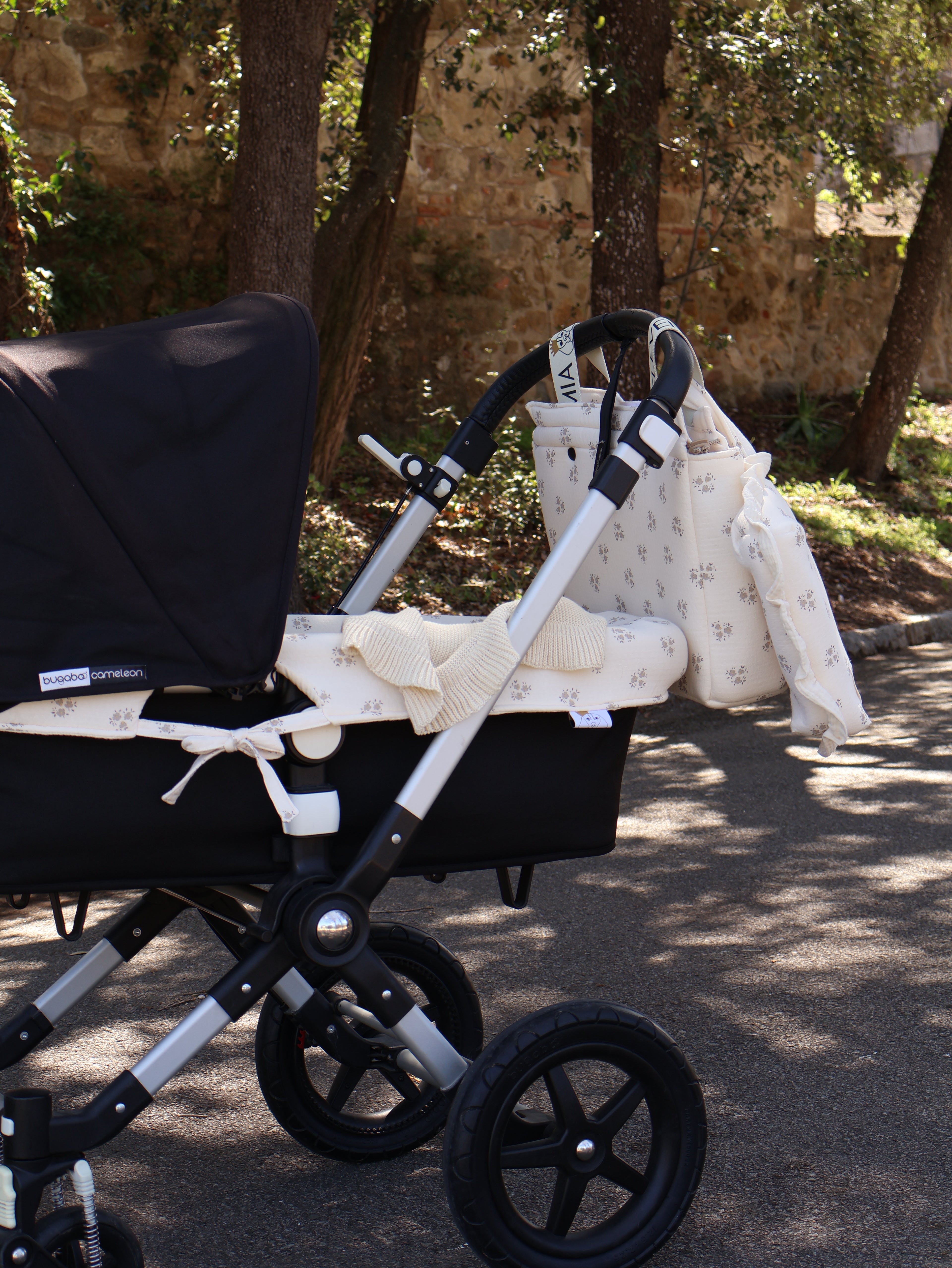 Vestidura Cochecito Inti Gris + Gasa Cruda Reversible