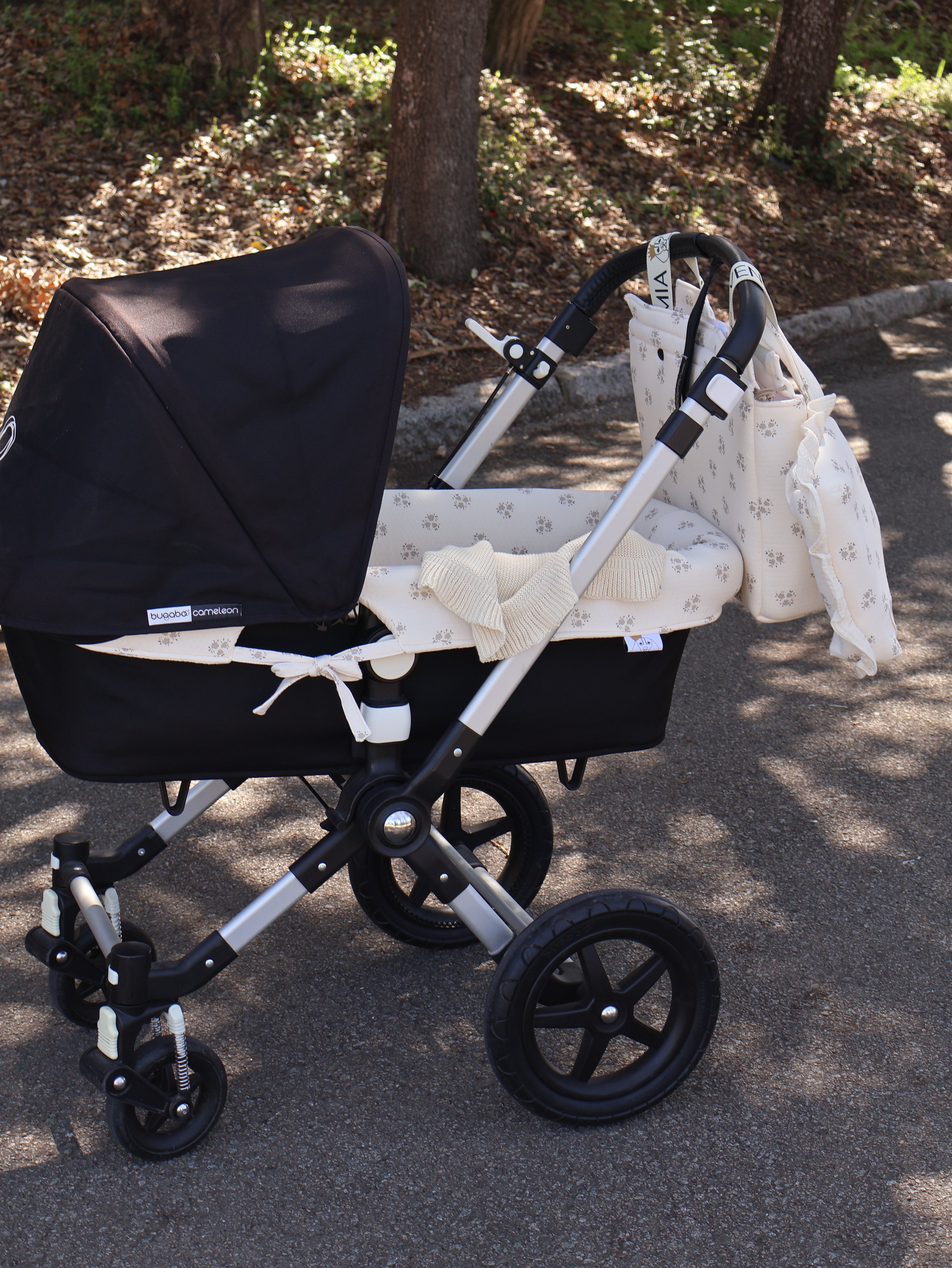 Housse de poussette double imprimée et réversible en gaze brute