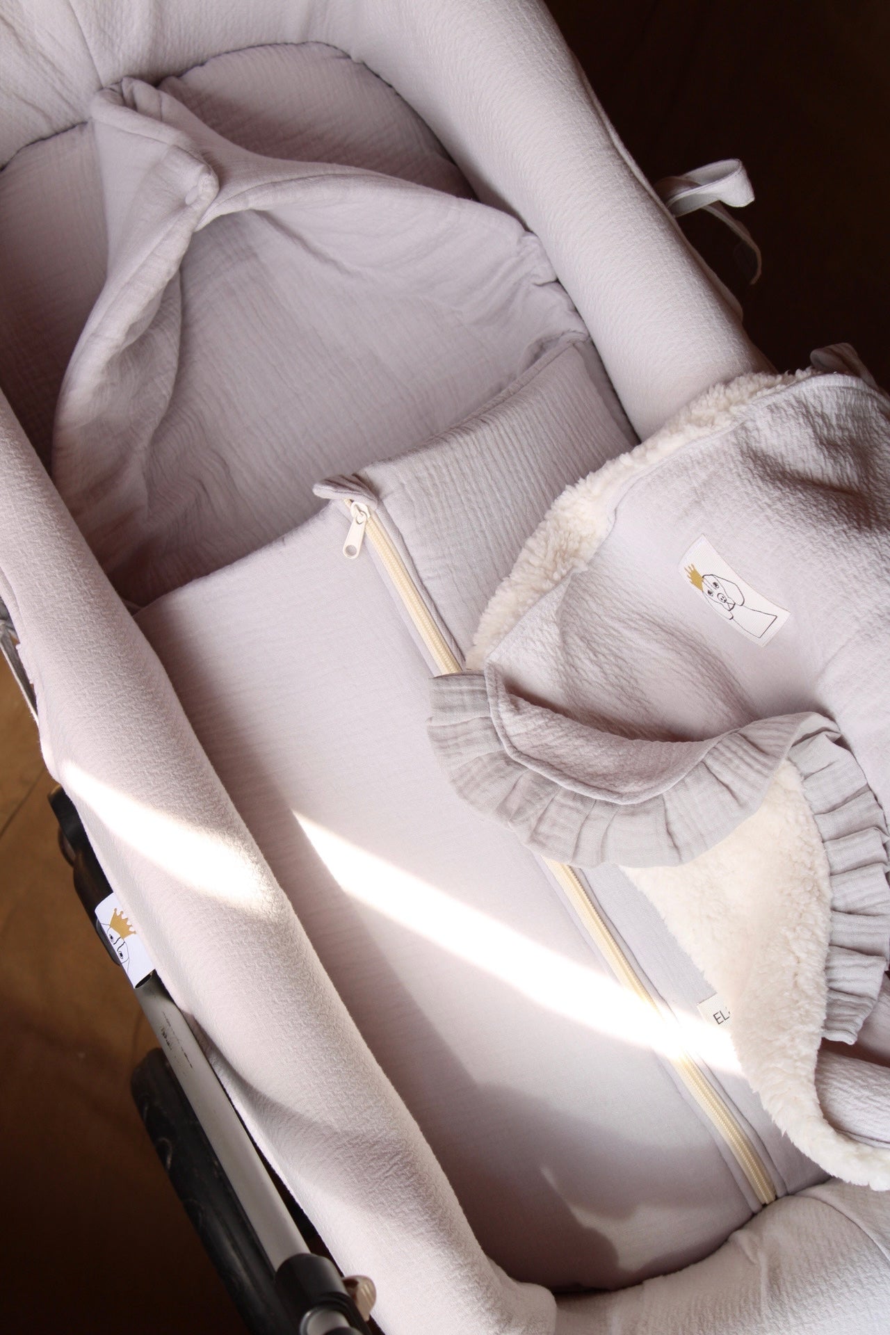 Carrycot Bag Grey Muslin