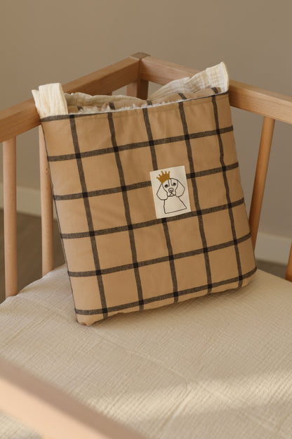 Manta cuadro ocre + Borreguito