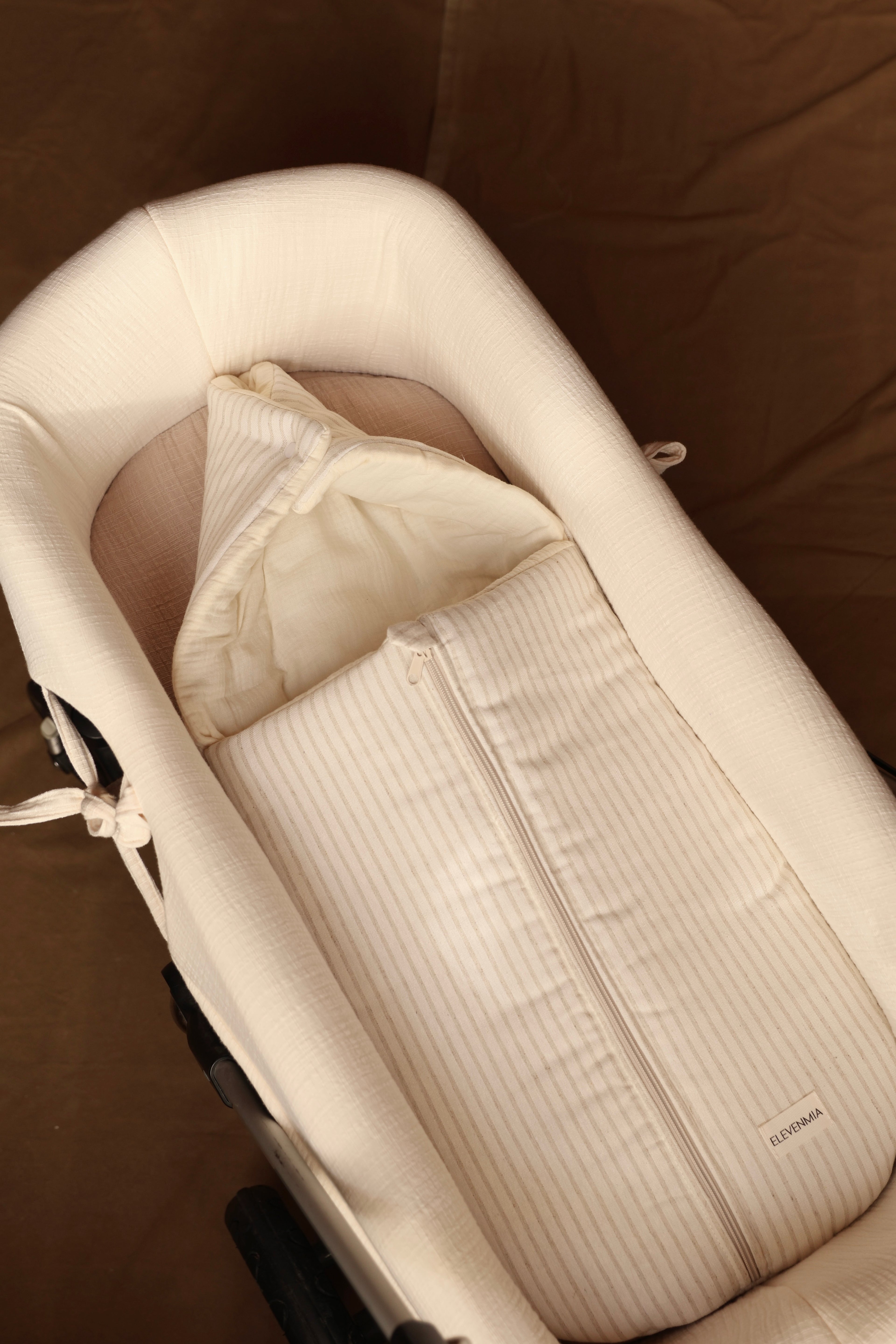 Saco Capazo Mini Stripe Arena + Gasa Cruda