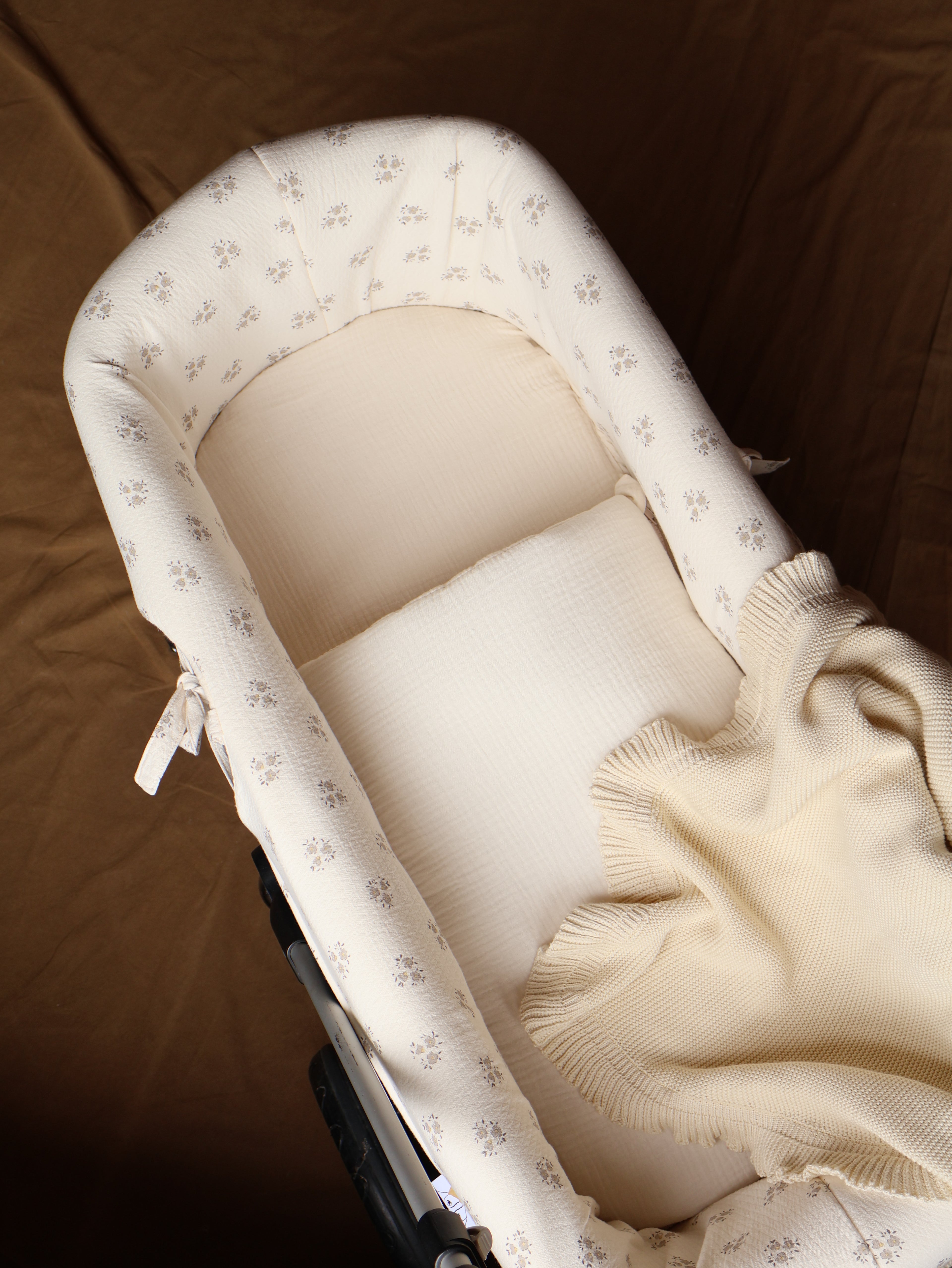 Housse de poussette double imprimée et réversible en gaze brute