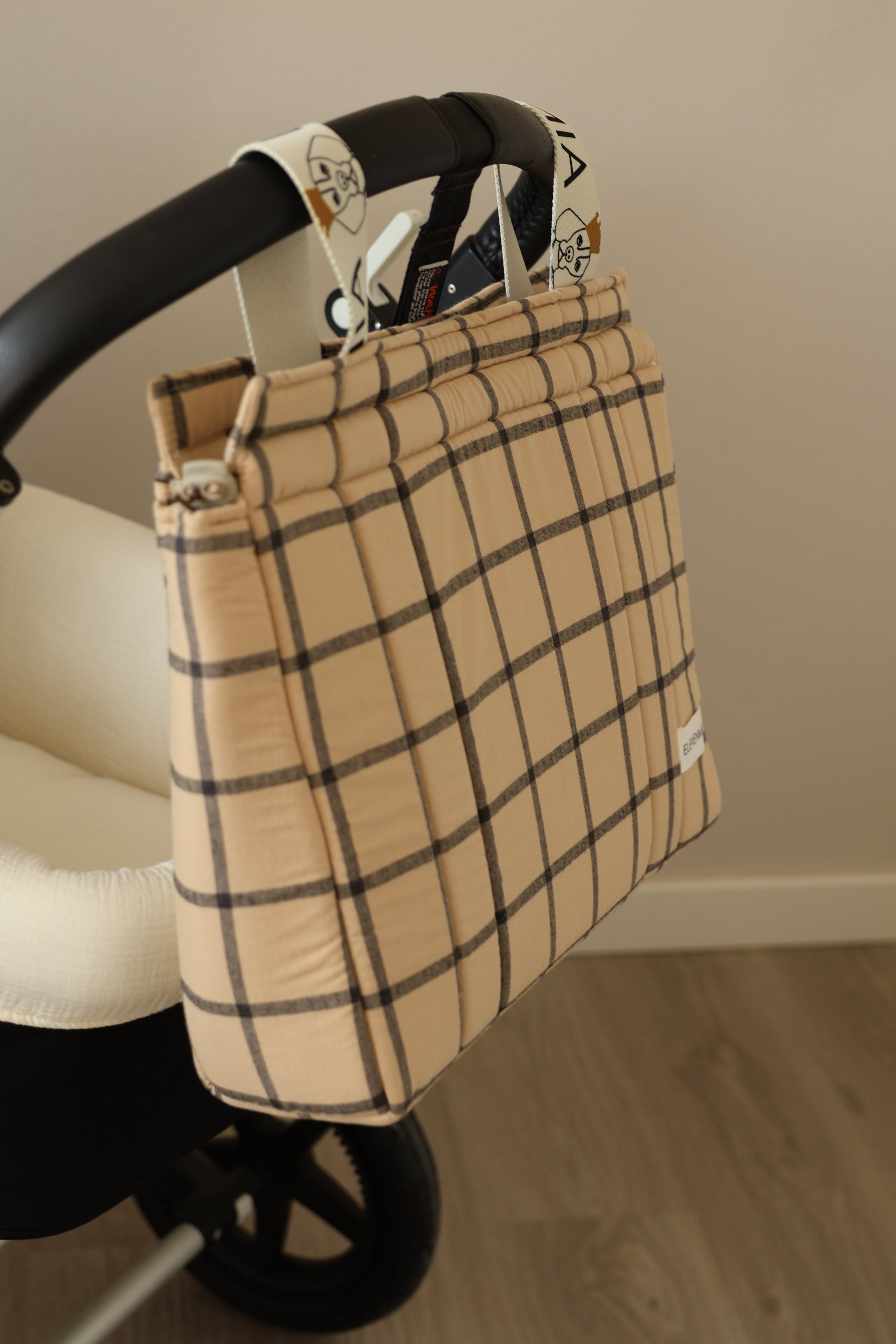 Grand sac à carreaux ocre