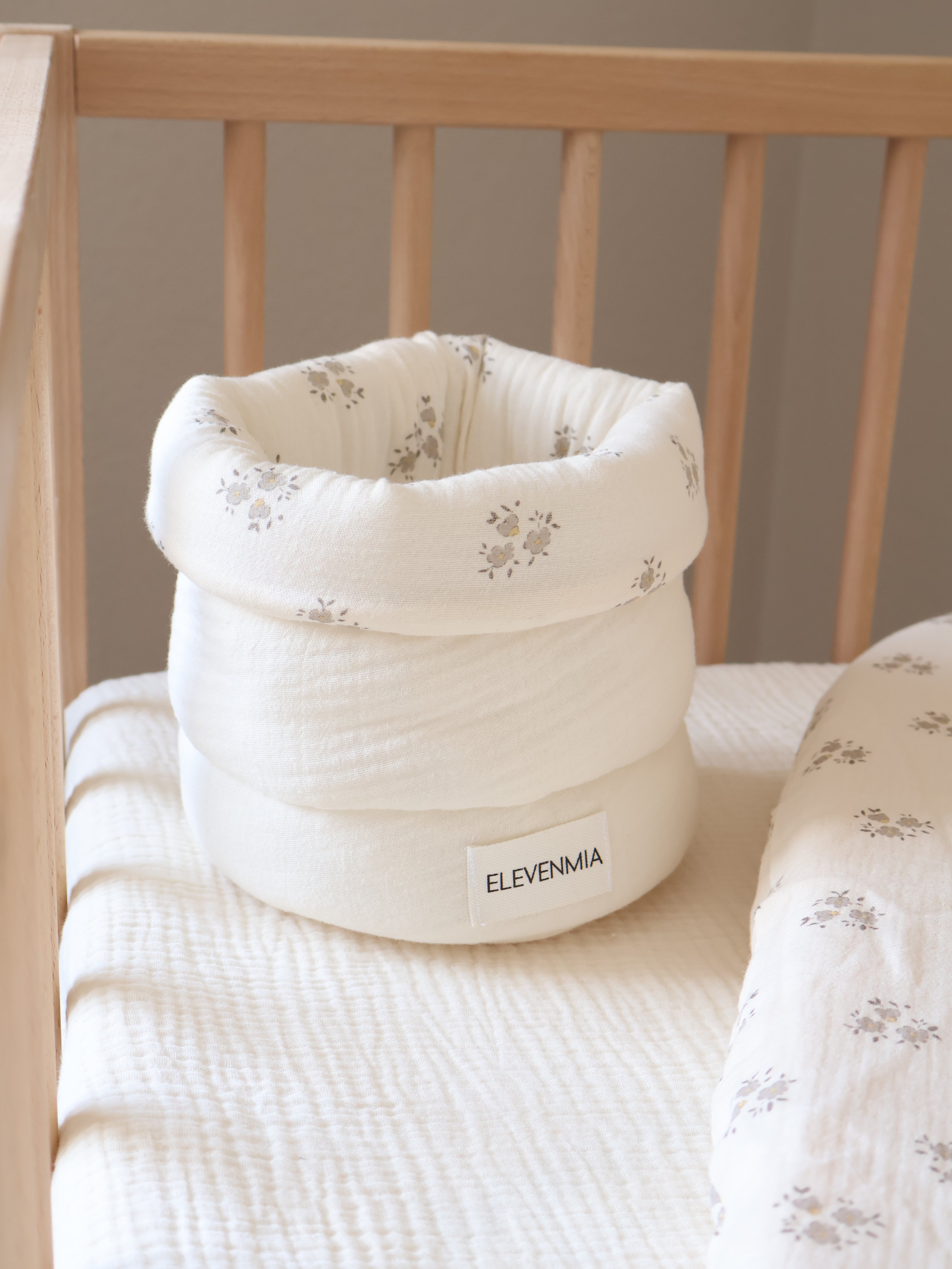 Cesto Organizador Pequeño Sia Gris + Gasa Cruda