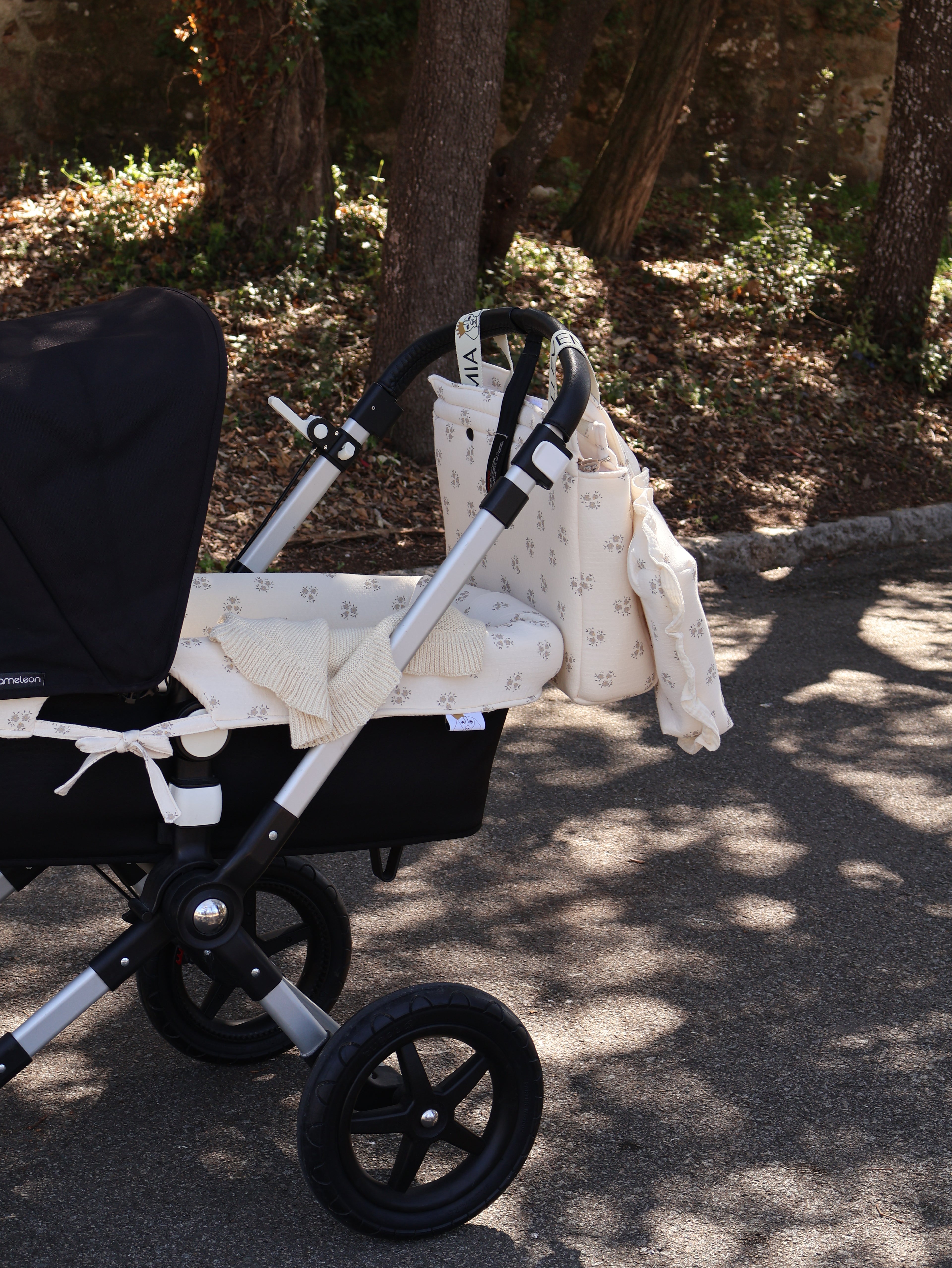 Housse de poussette double imprimée et réversible en gaze brute