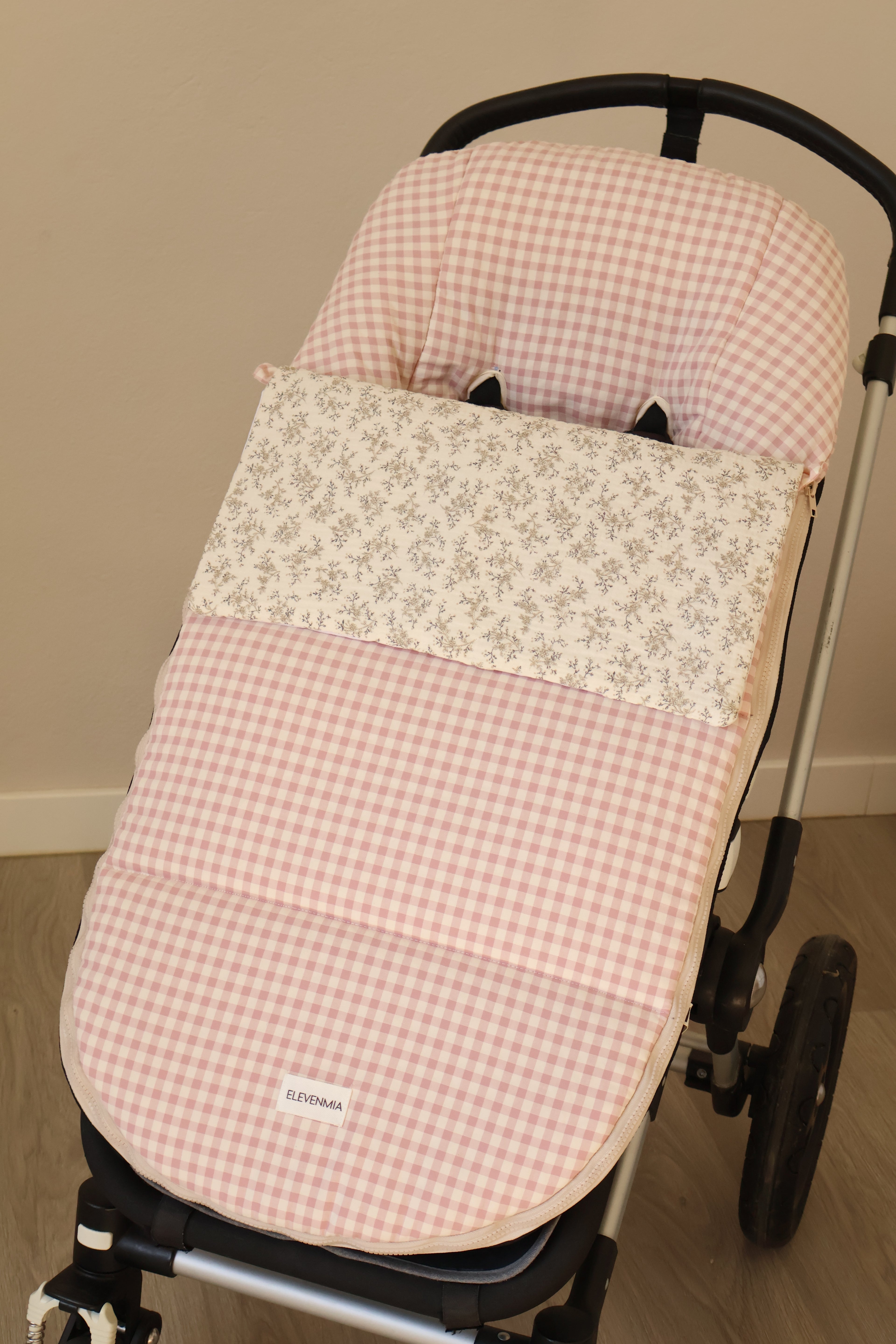 Sac de siège de poussette rose Vichy
