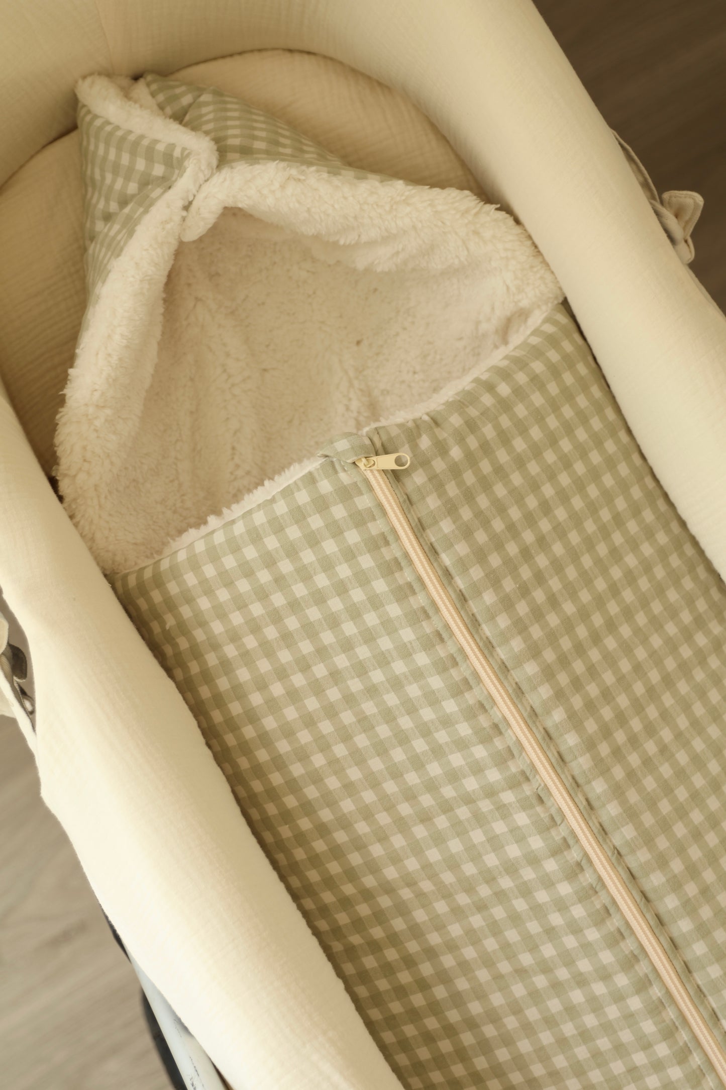 Saco Capazo Vichy Matcha + Borreguito