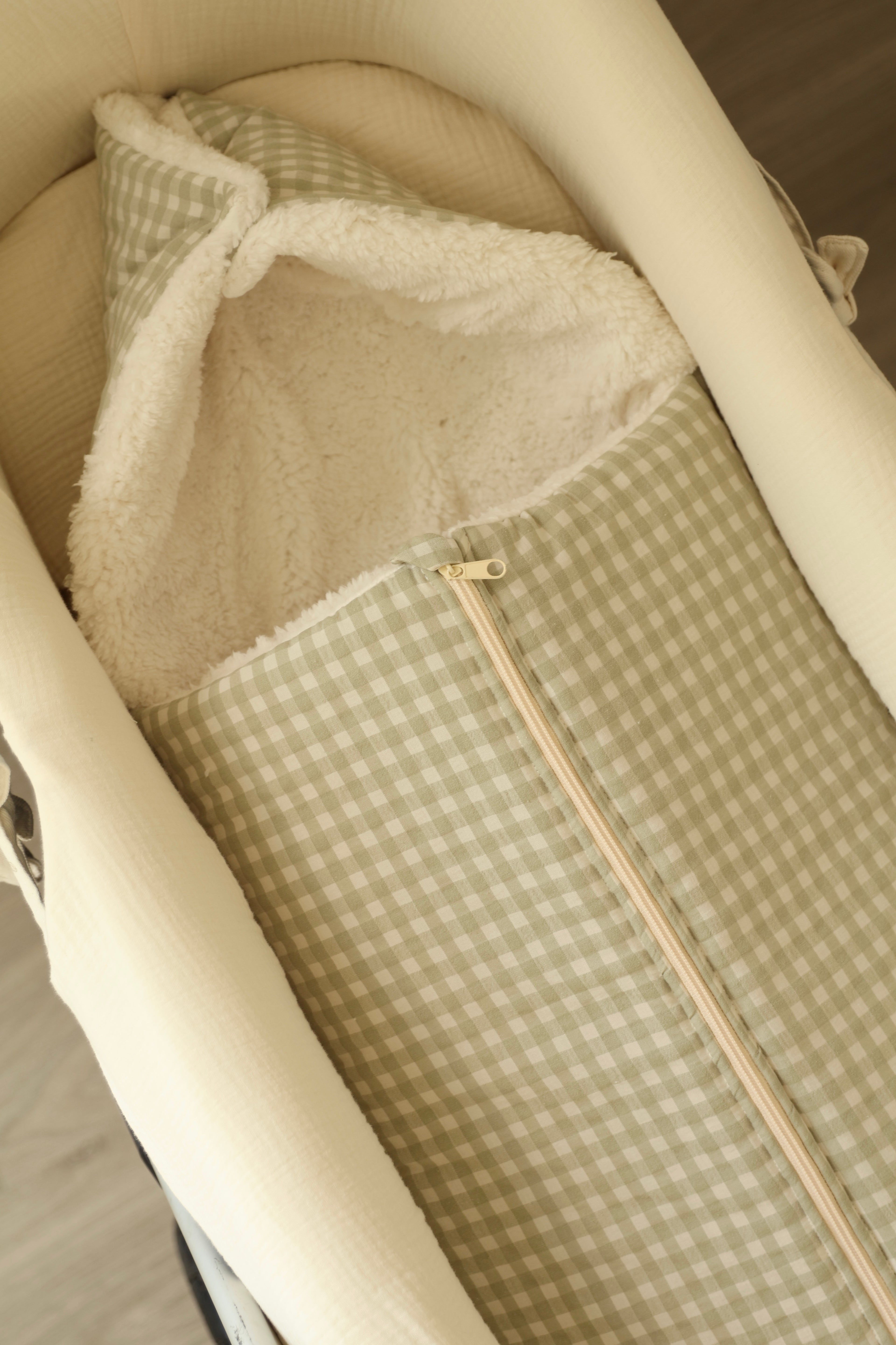 Saco Capazo Vichy Matcha + Borreguito