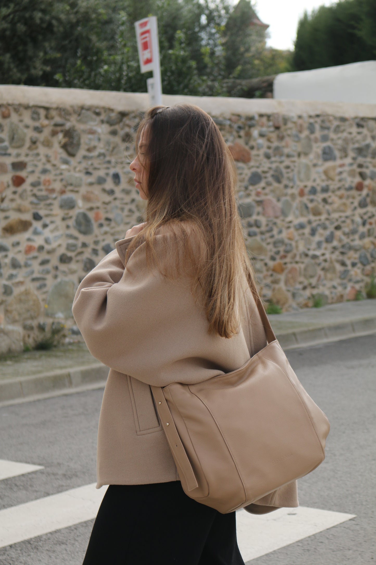 Bolso Piel con Piel Taupe