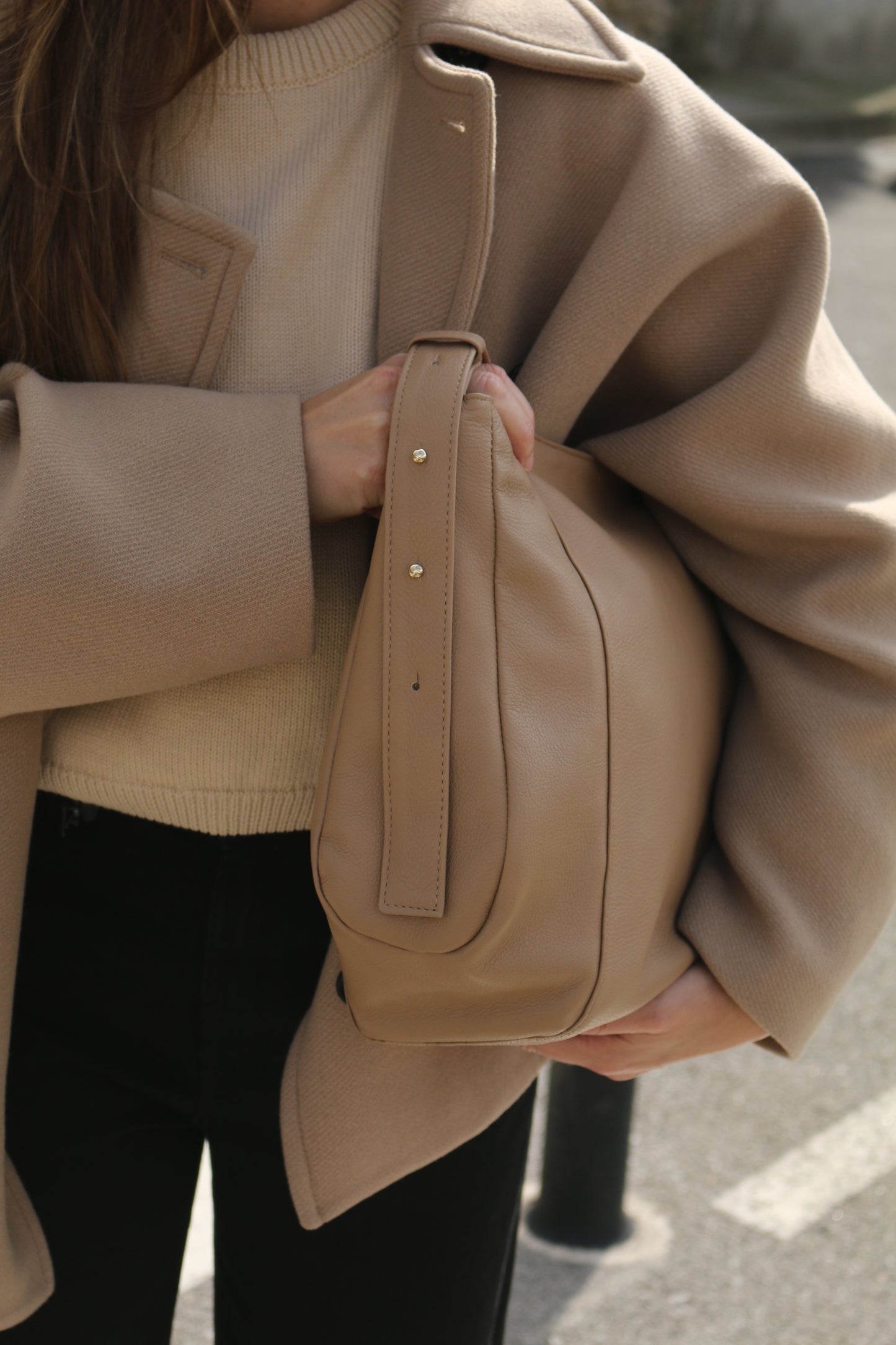 Bolso Piel con Piel Taupe