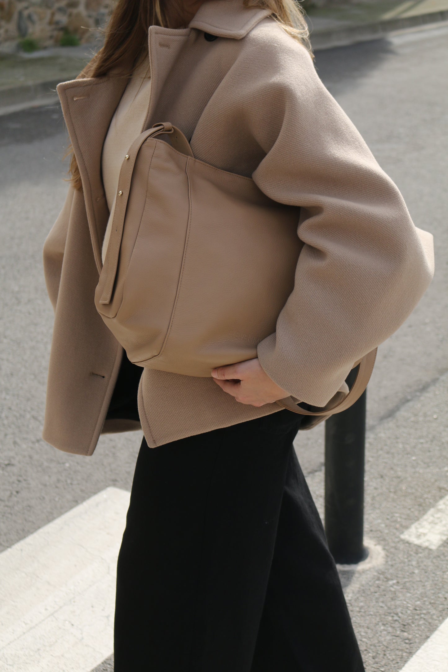 Bolso Piel con Piel Taupe