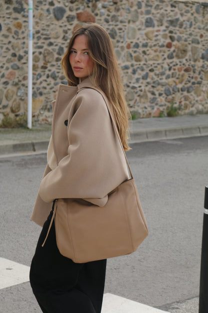 Bolso Piel con Piel Taupe