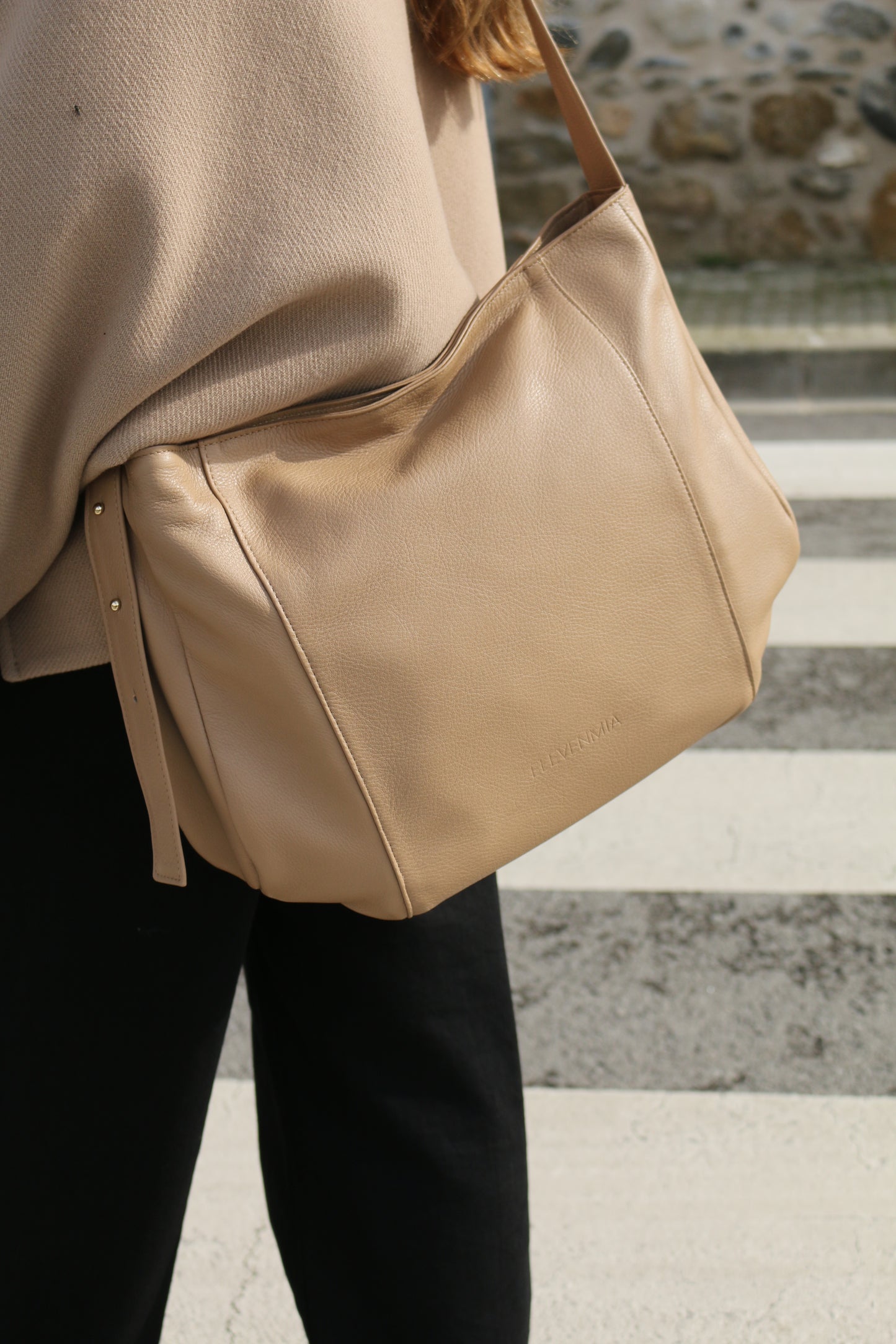 Bolso Piel con Piel Taupe