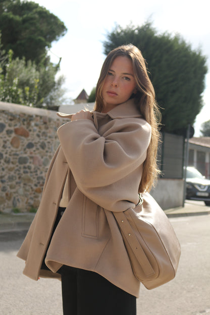 Bolso Piel con Piel Taupe