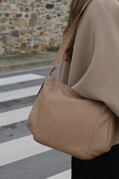 Bolso Piel con Piel Taupe