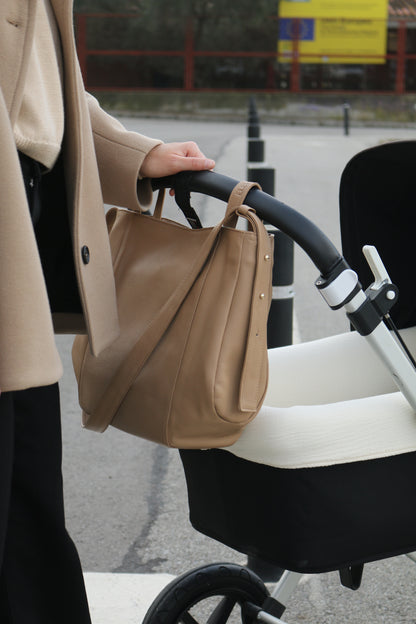 Bolso Piel con Piel Taupe