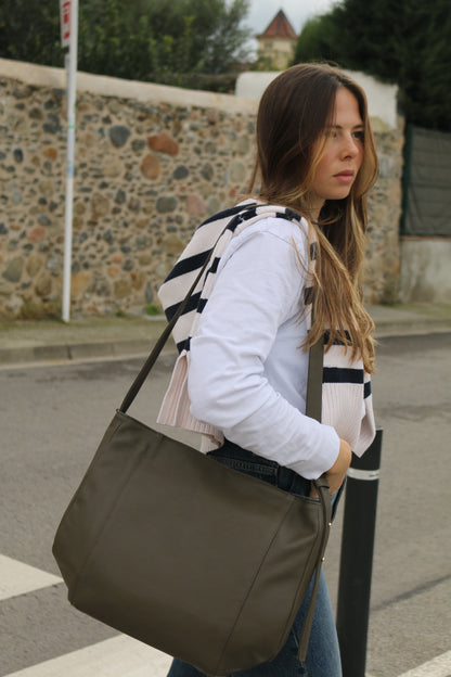 Bolso Piel con Piel Verde