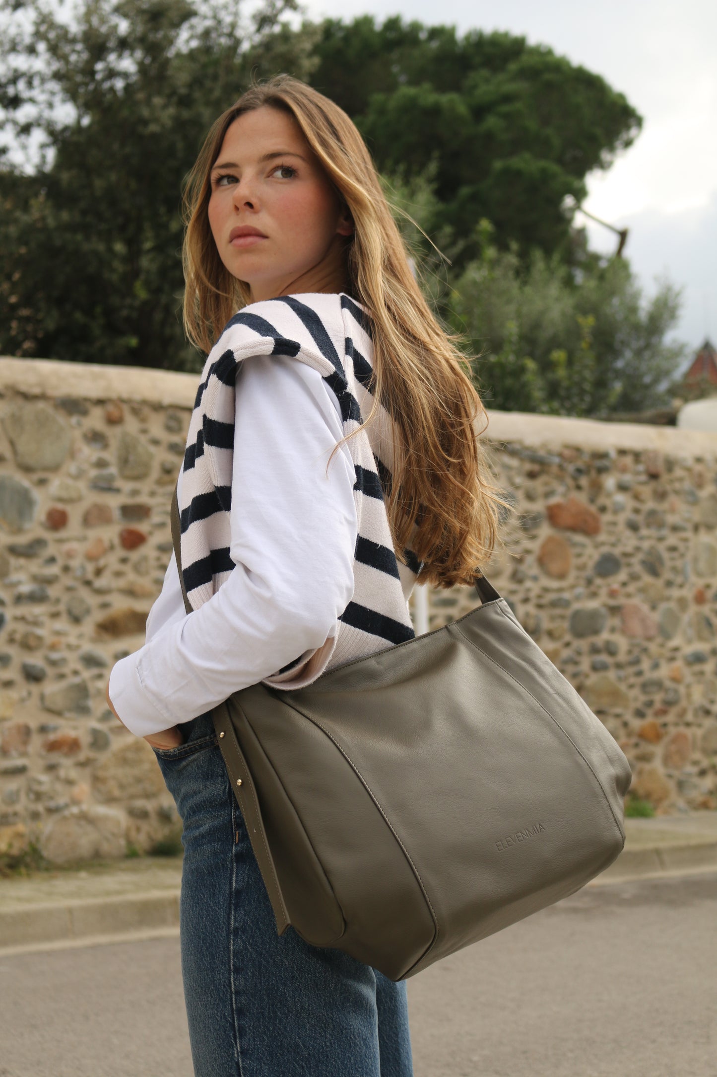 Bolso Piel con Piel Verde