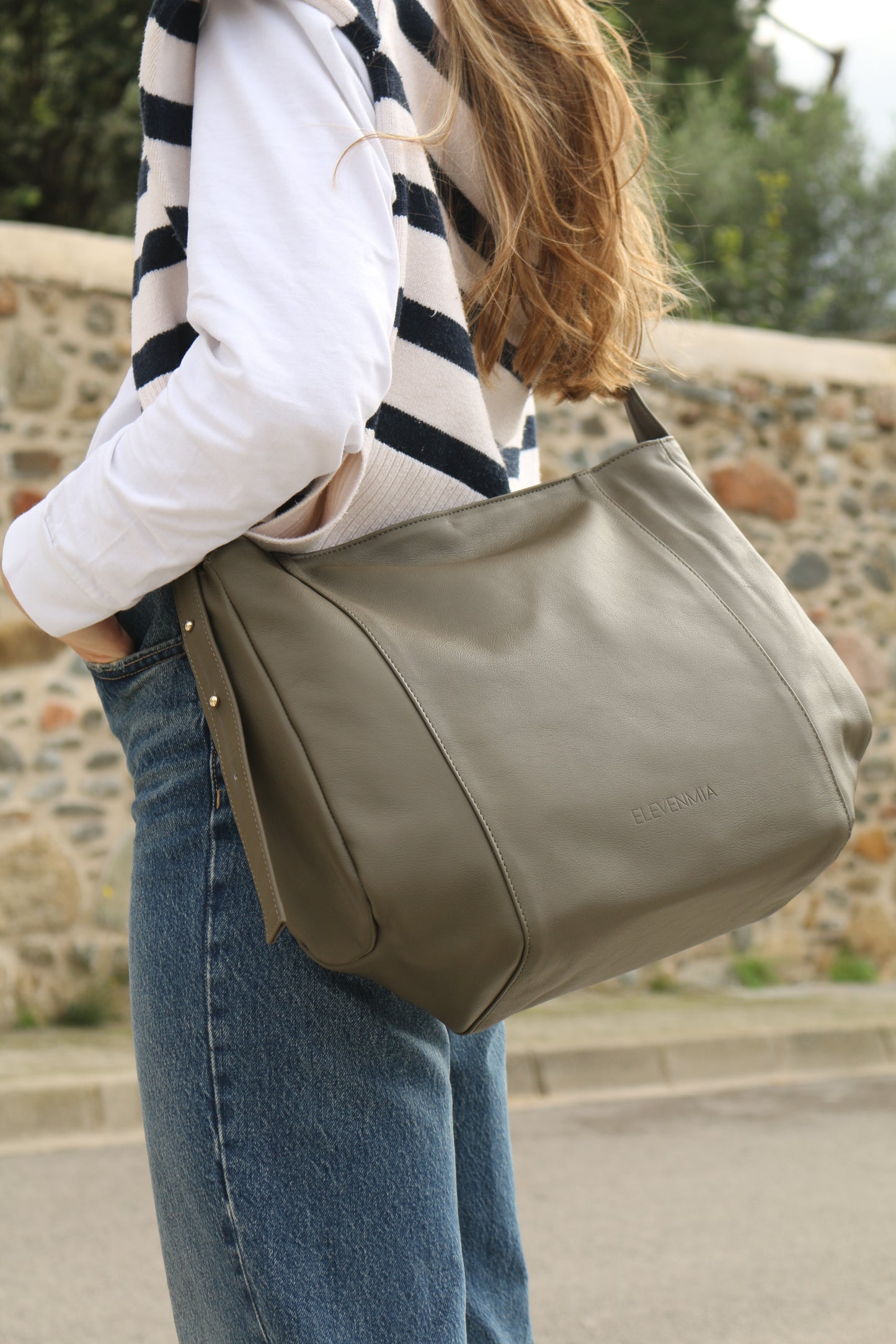 Bolso Piel con Piel Verde