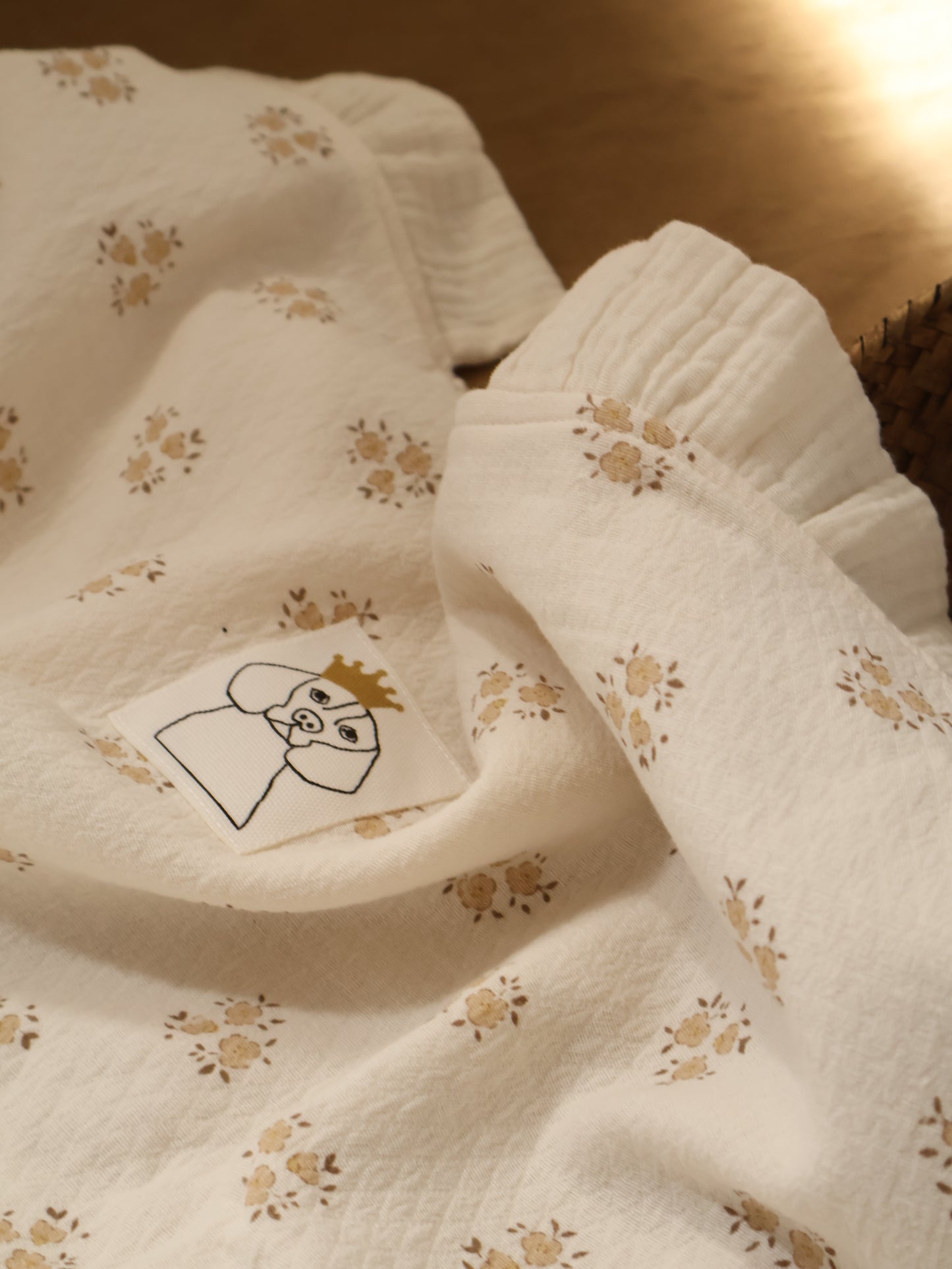 Arrullo manta de bebé Inti estampado y gasa cruda 100% algodón orgánico