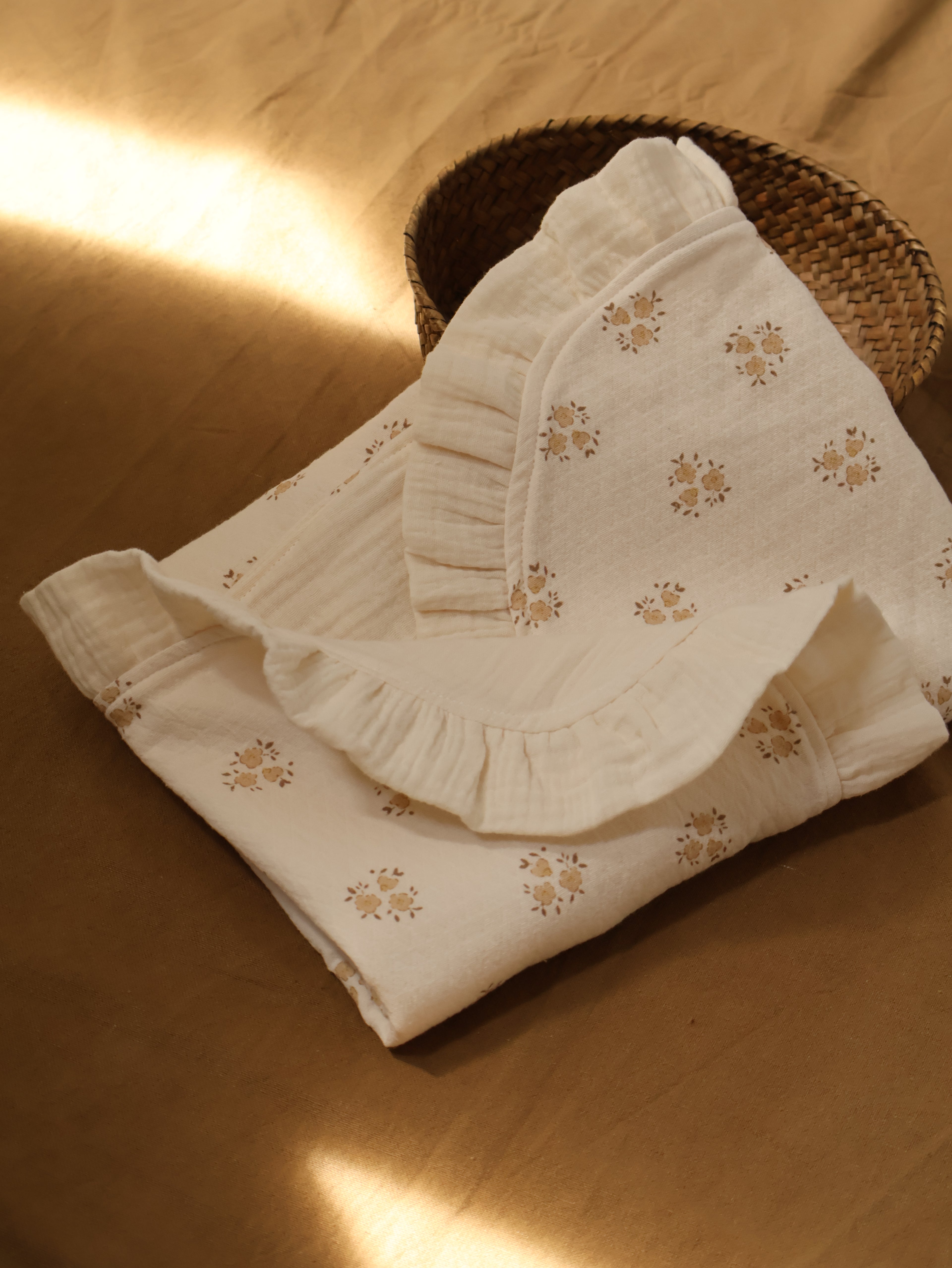 Arrullo manta de bebé Inti estampado y gasa cruda 100% algodón orgánico