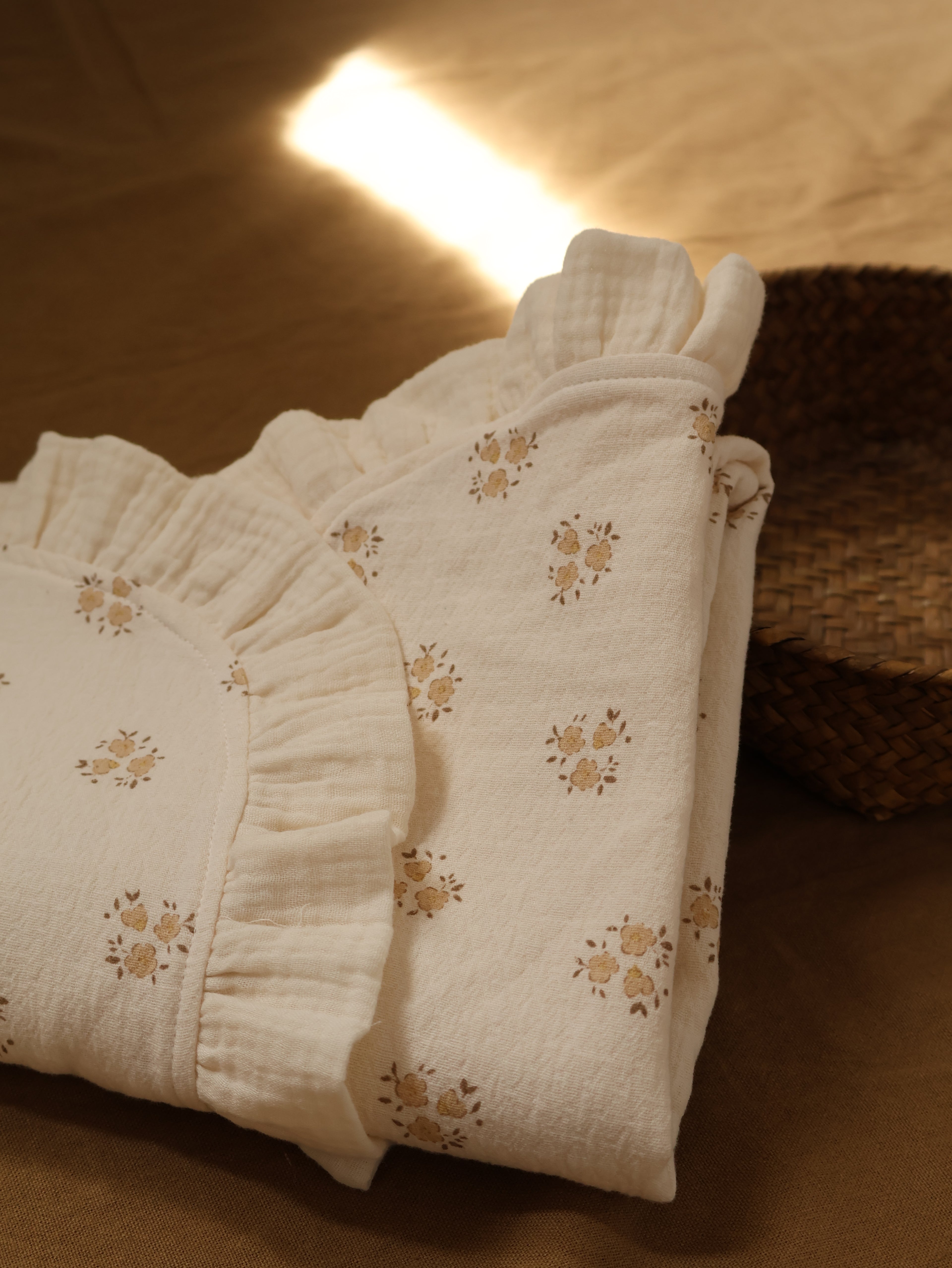 Arrullo manta de bebé Inti estampado y gasa cruda 100% algodón orgánico