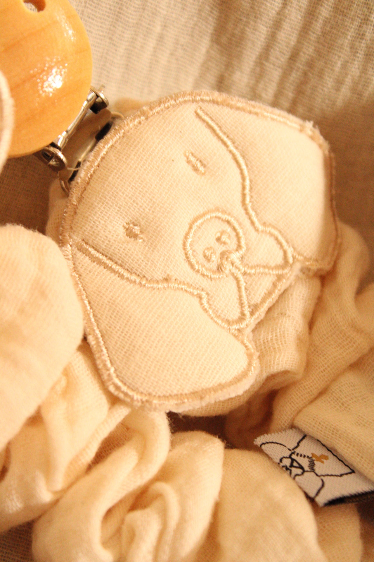 Beige Muslin Pacifier Holder