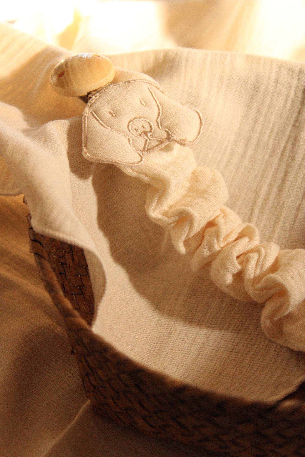 Beige Muslin Pacifier Holder