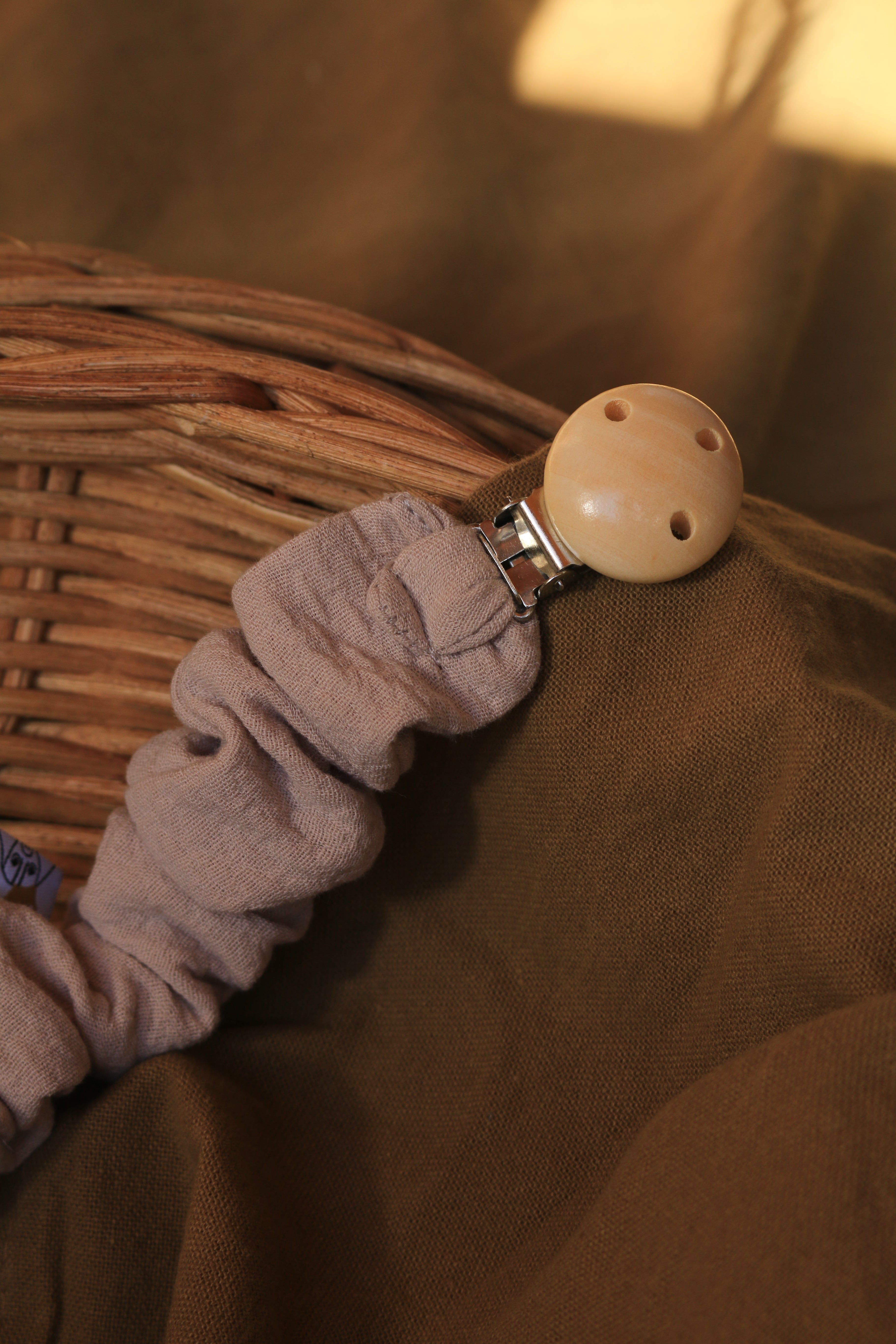 Grey Muslin Pacifier Holder