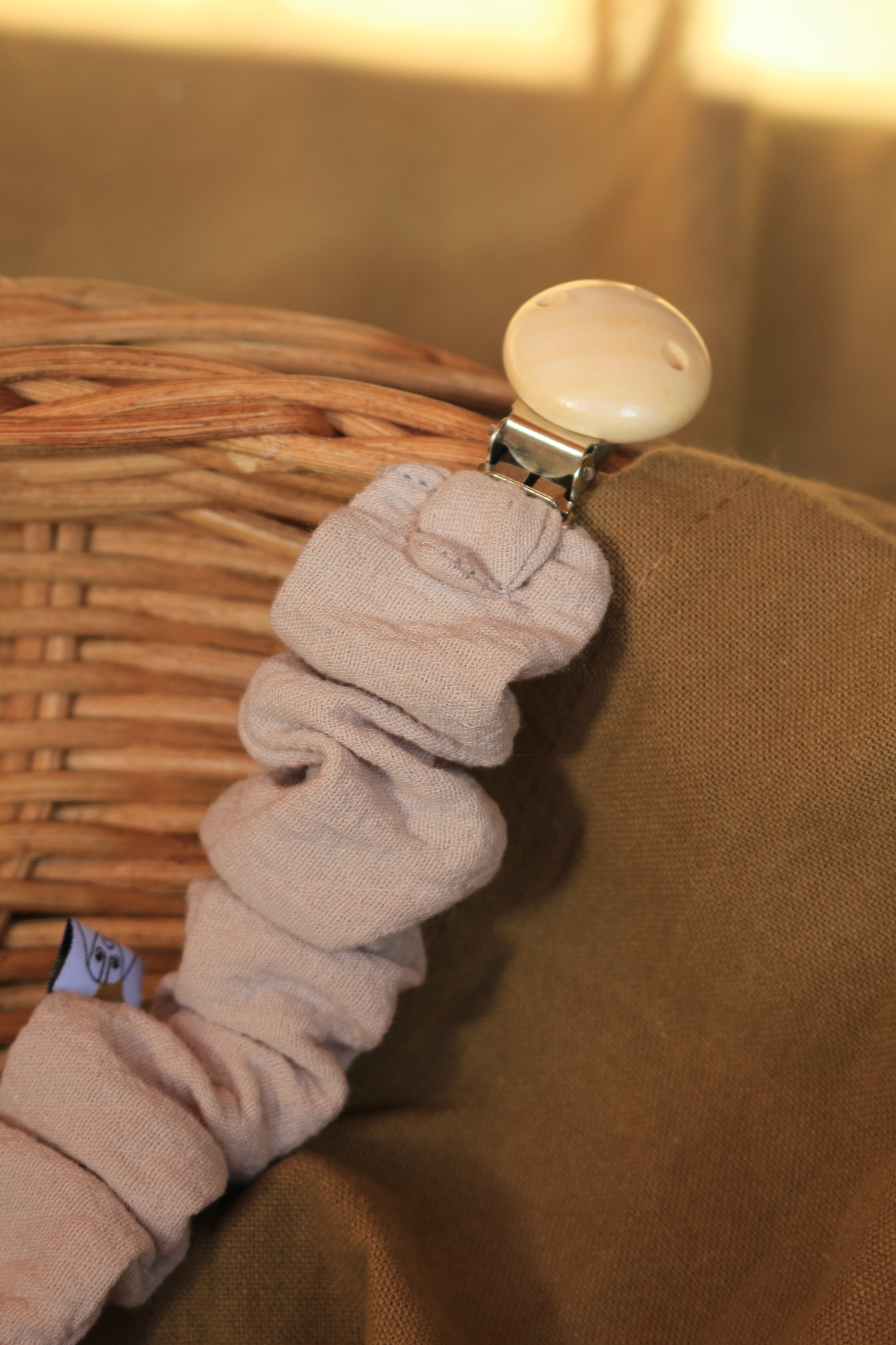 Grey Muslin Pacifier Holder