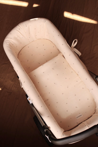 Carrycot Cover Mía Muslin + Beige Muslin