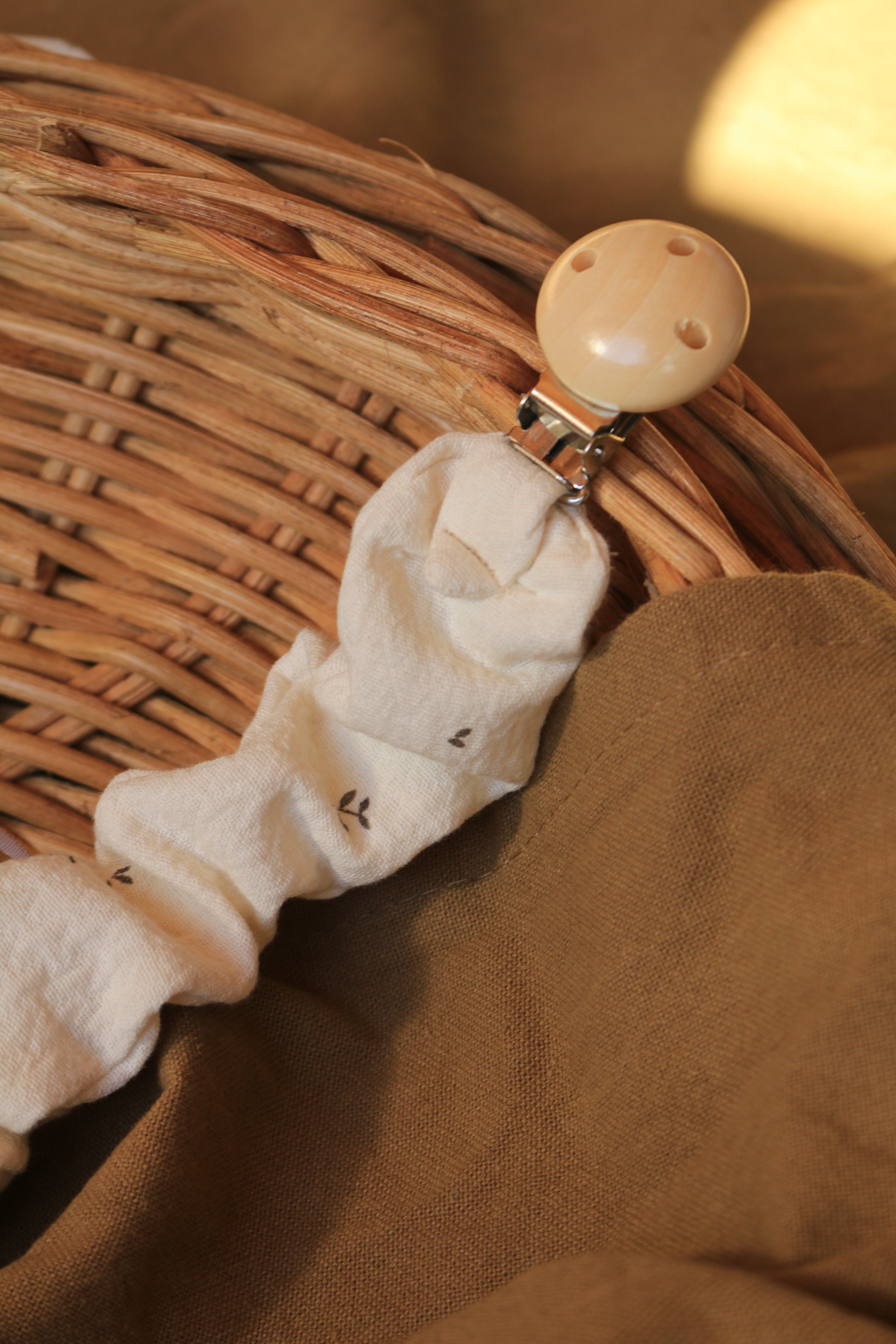 Grey Muslin Pacifier Holder