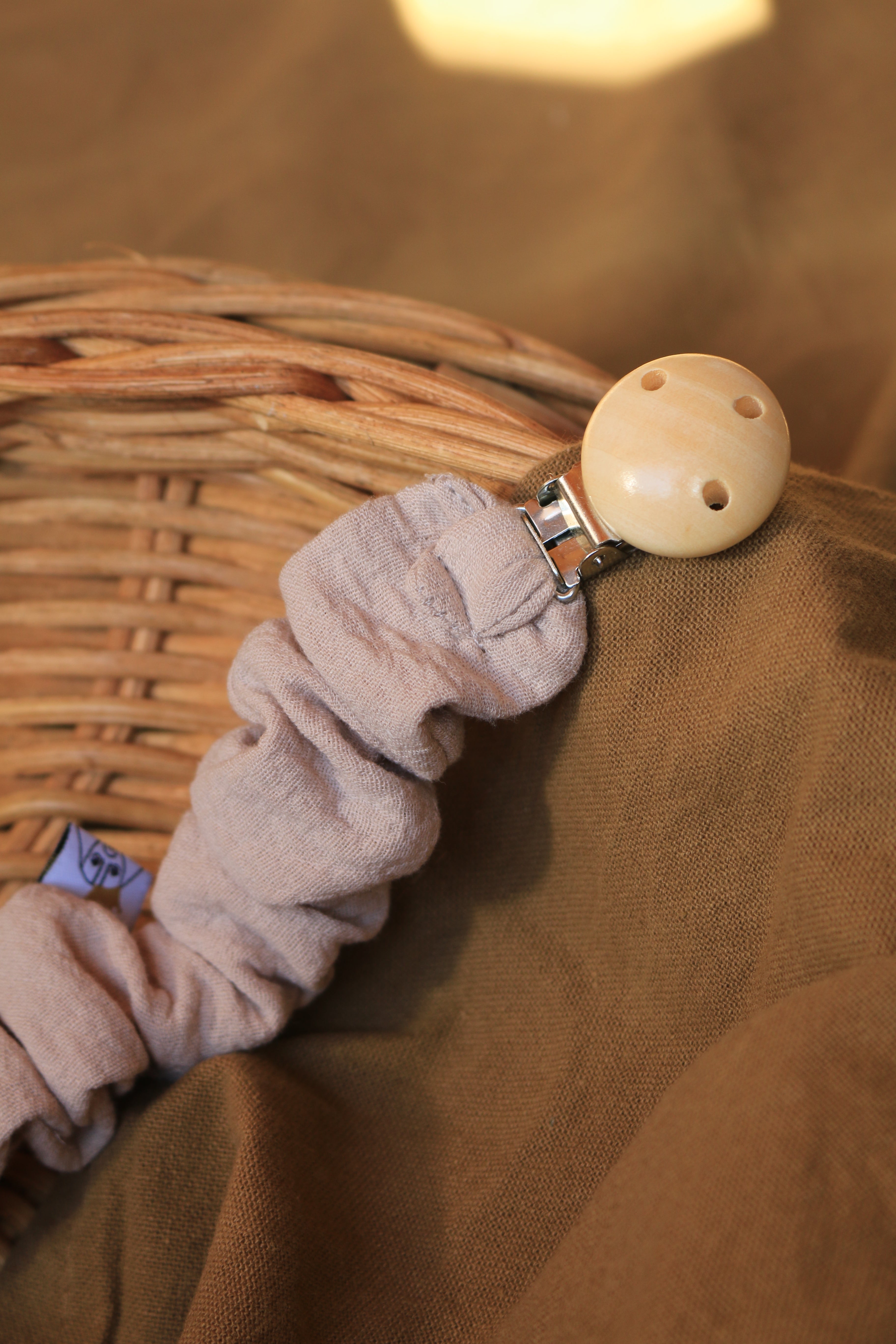 Grey Muslin Pacifier Holder